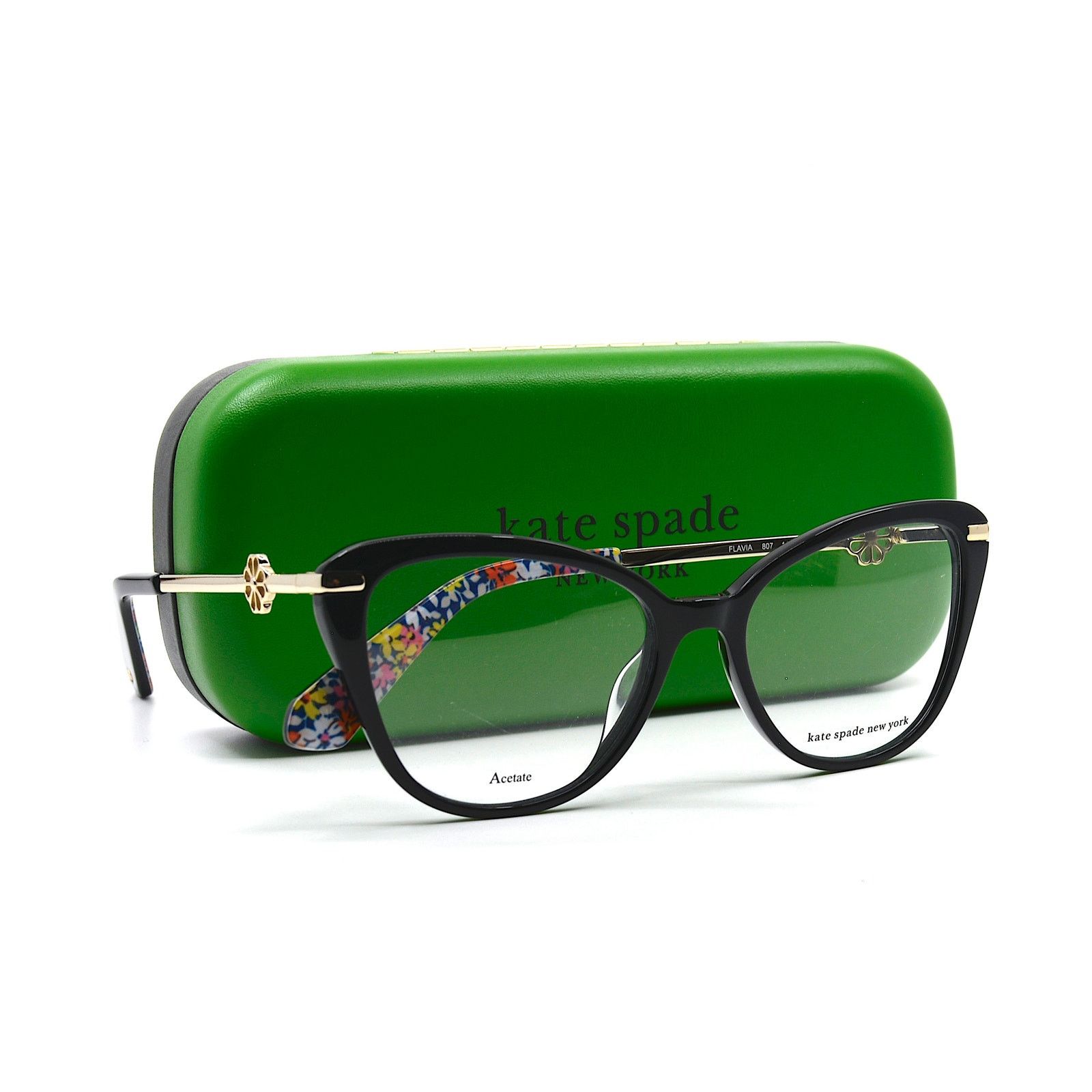 Kate Spade NEW KATE SPADE FLAVIA 807 BLACK GOLD EYEGLASSES FRAME Size ONE SIZE - 7 Thumbnail