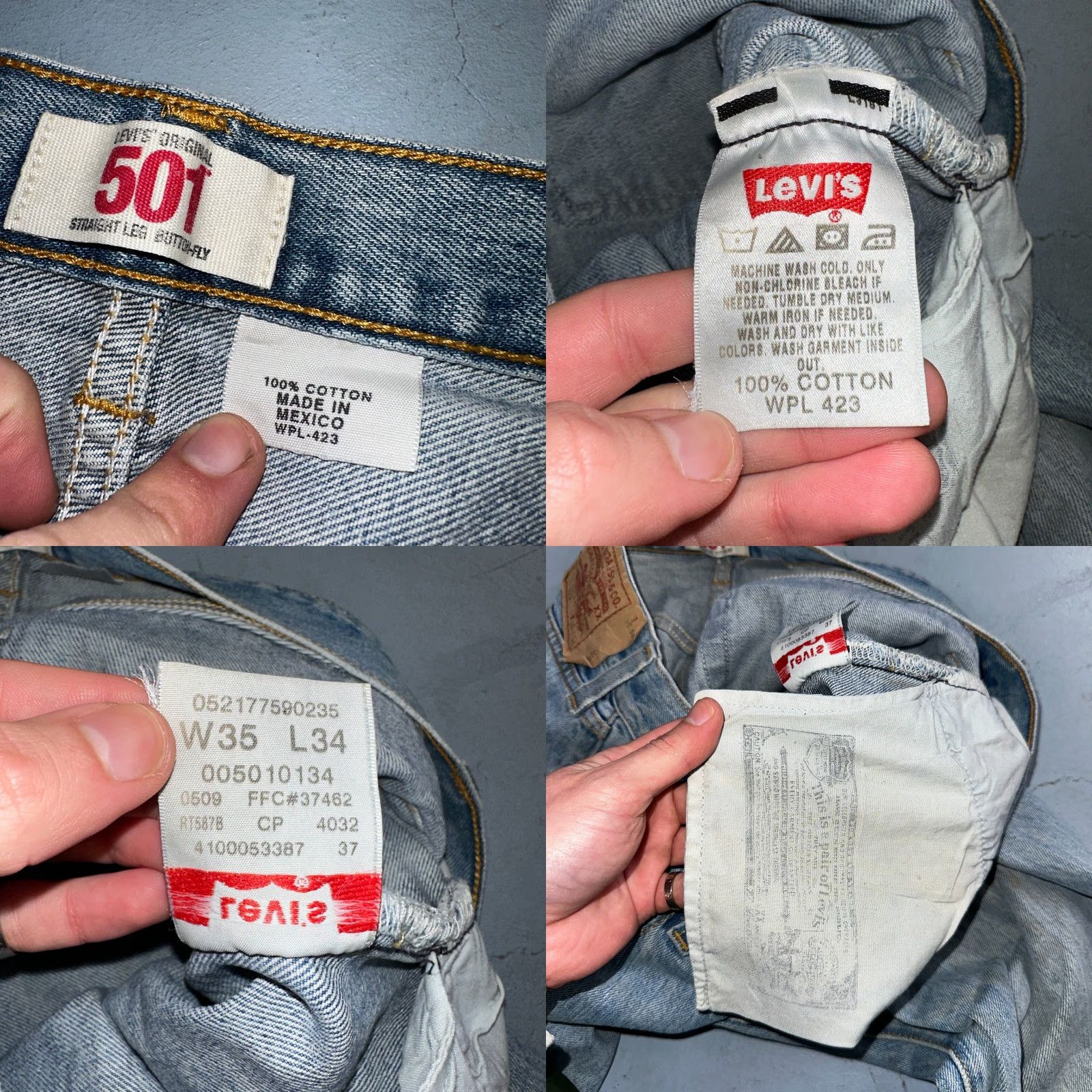 Levi's VINTAGE Levis 501 XX Y2K Straight Leg Jeans Blue Light Wash 35x34 Act 34x34 Size US 34 / EU 50 - 9 Thumbnail