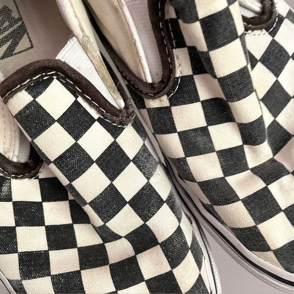 Vans Vans Black/Ecru Classic Checkerboard Slip-on Sneakers Size US 6 / IT 36 - 3 Thumbnail