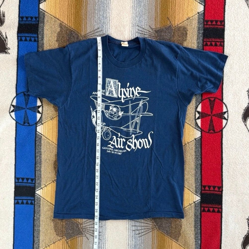 Vintage VINTAGE 80s Alpine Air Show Planes Airplane T-Shirt Size Medium Made In USA Blue Crew Neck Short Sleeve Men M Size US M / EU 48-50 / 2 - 5 Thumbnail