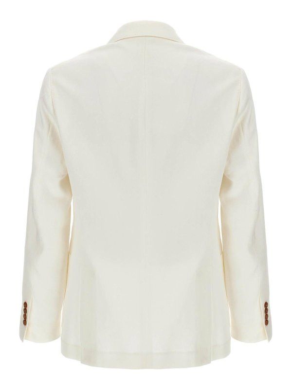 Brunello Cucinelli o1y0526 Double-breasted Blazer in Ivory Size US S / EU 44-46 / 1 - 2 Thumbnail