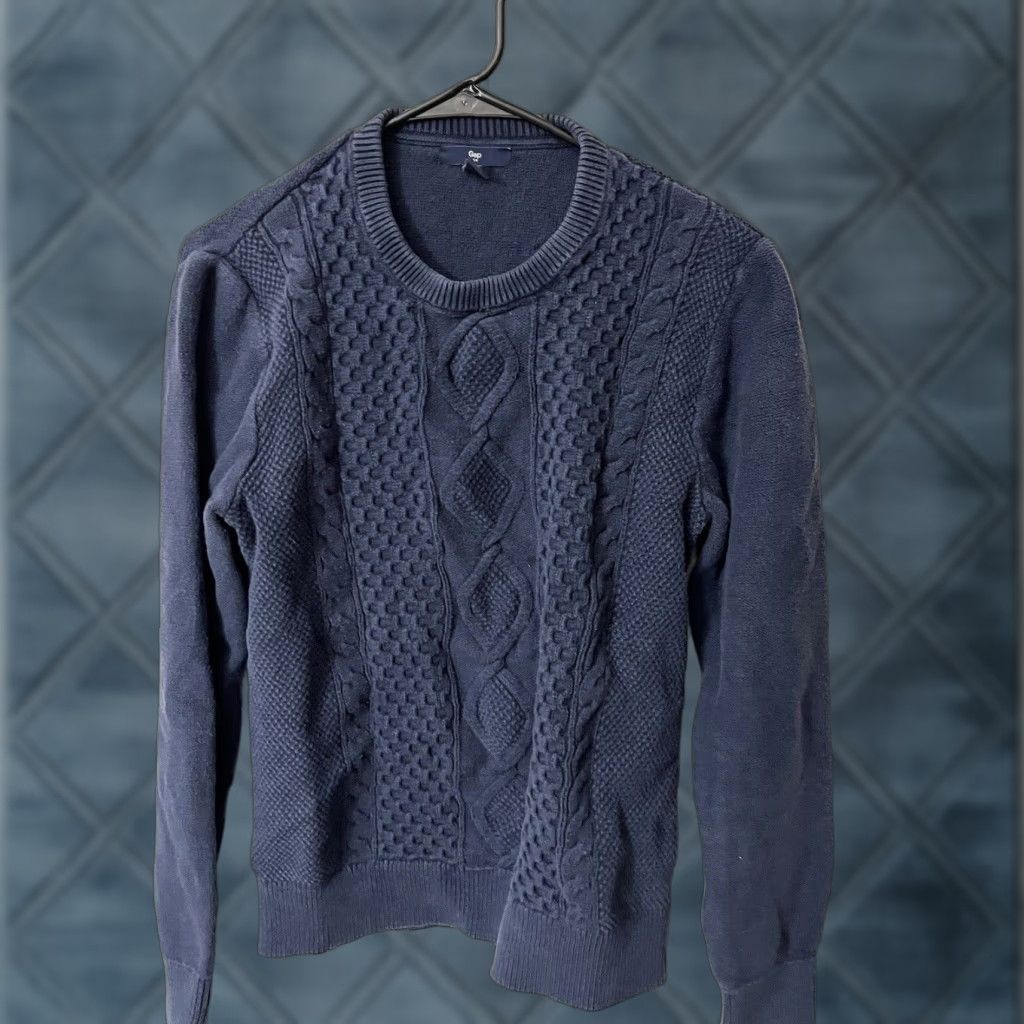 Gap Gap Cable Knit Sweater Womens S Navy Blue Cotton Blend Crew Neck Long Sleeve Pullover Knit All Seasons Warm & Cozy Womens Size S / US 4 / IT 40 - 1 Thumbnail