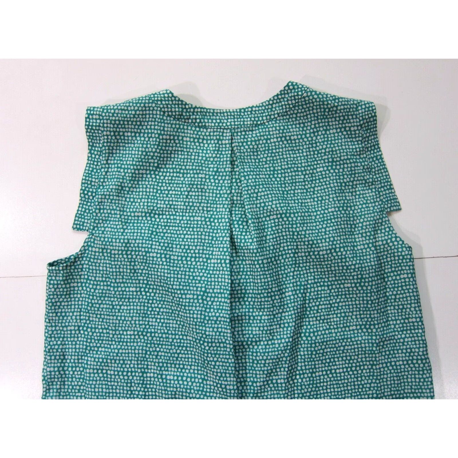 J.Crew J.Crew Green White Polka Dot V-Neck Cap Sleeve Tunic Blouse Women 8 Size M / US 6-8 / IT 42-44 - 7 Thumbnail