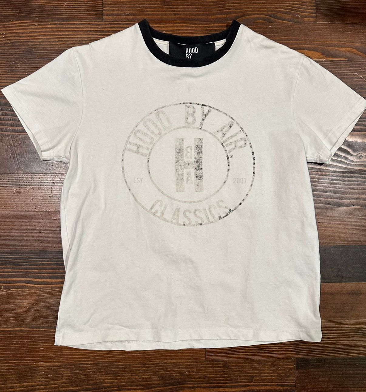 Pre-owned Hood By Air Hba Ringer Logo Shirt In White