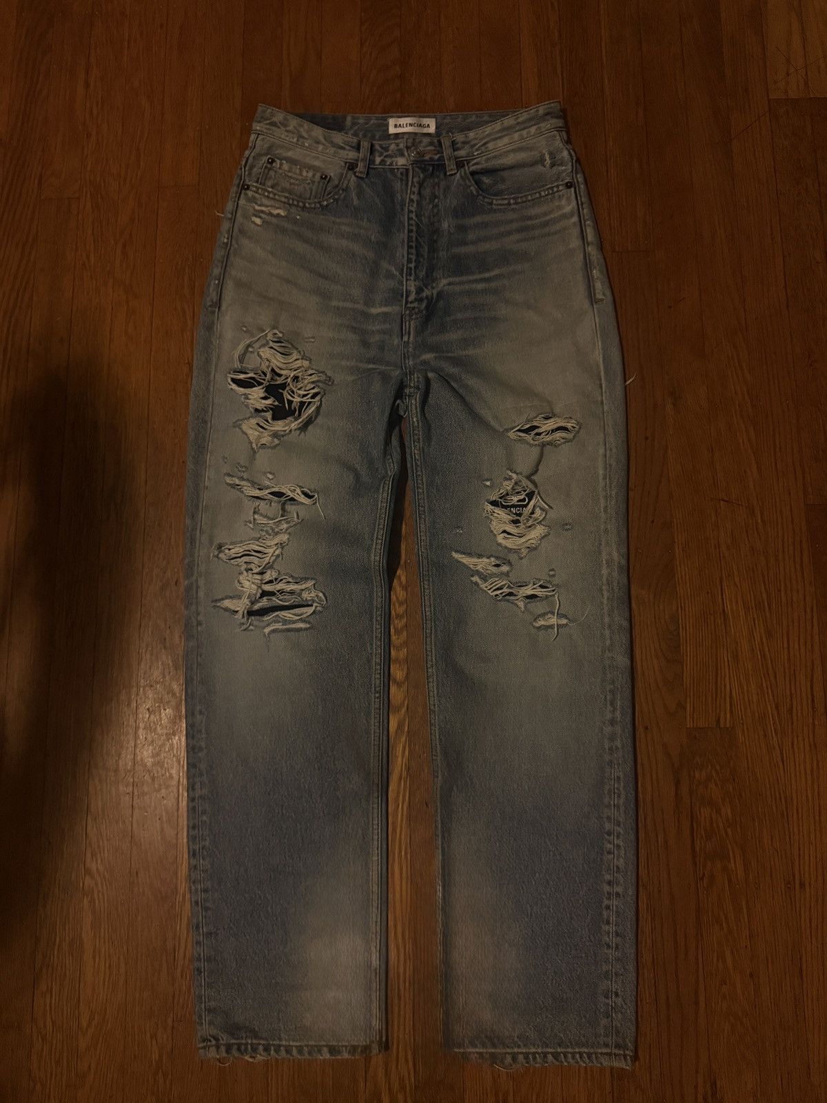 Balenciaga Balenciaga Double Layered Distressed logo Jeans Size US 30 / EU 46 - 2 Thumbnail