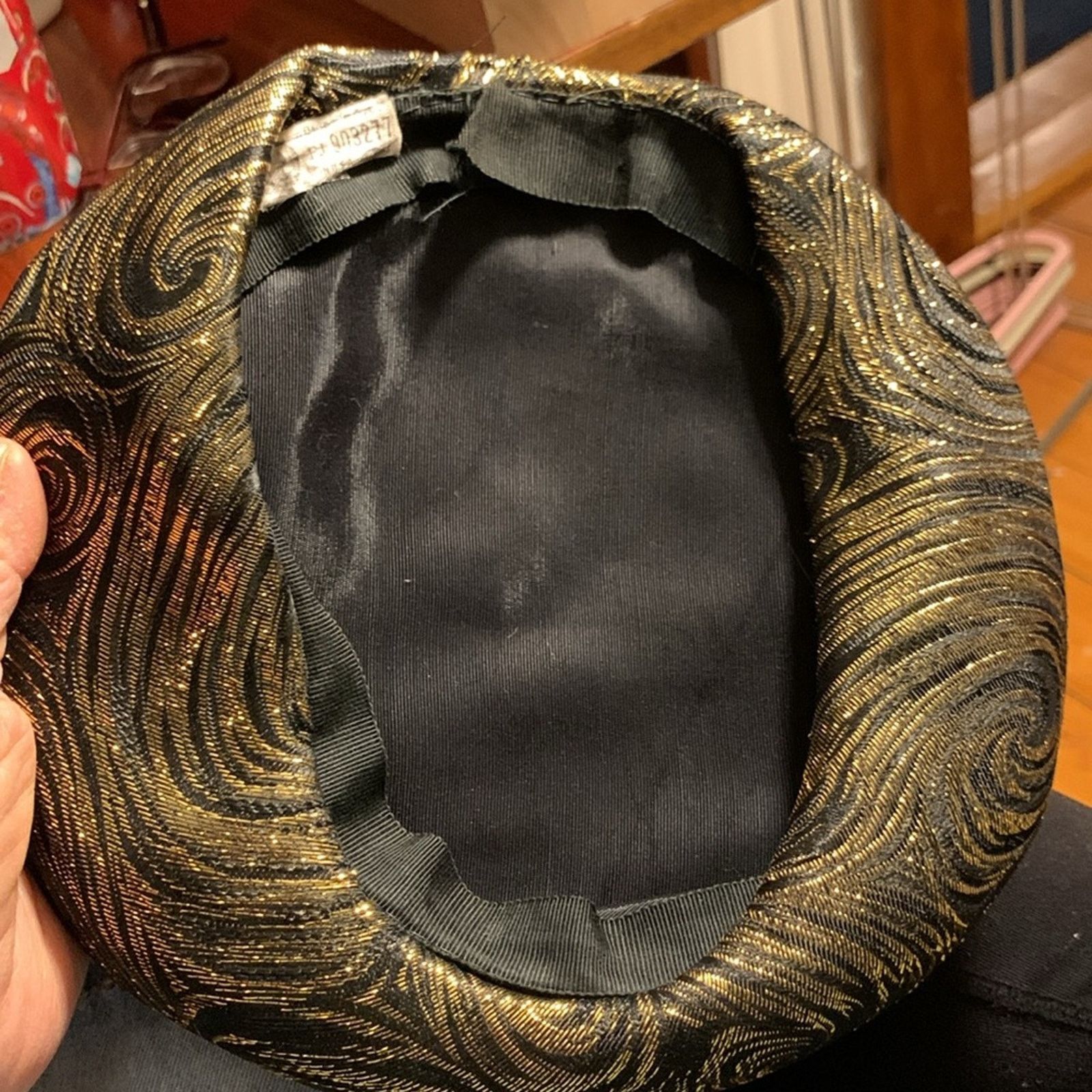 Vintage 60’s chic gold metallic brocade asymmetric beret church hat Size ONE SIZE - 7 Thumbnail
