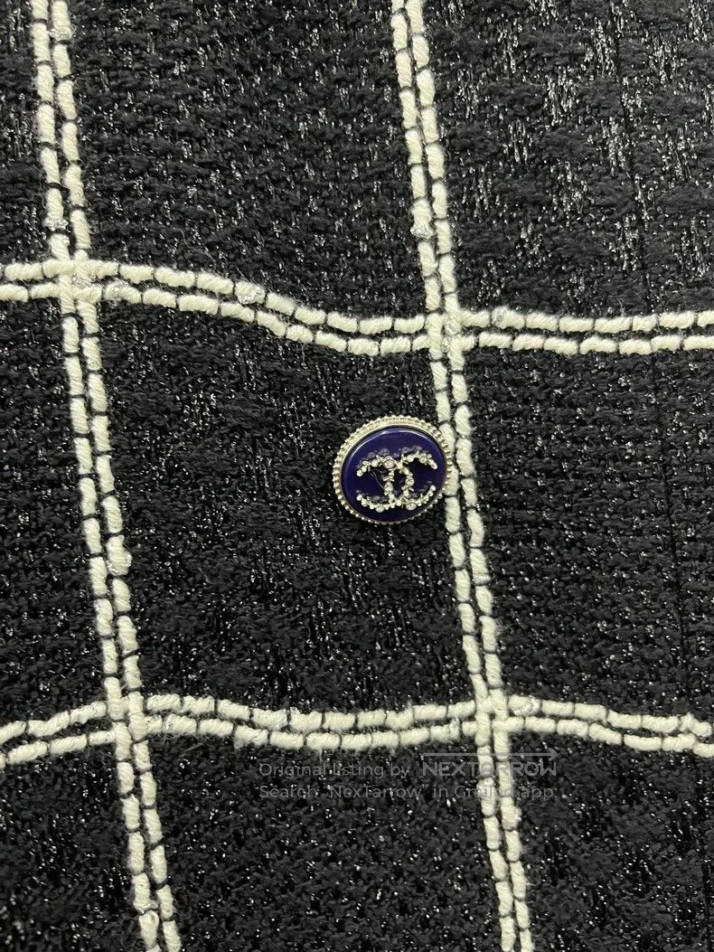 Chanel Chanel Roof series black and white plaid lotus leaf collar Size XS / US 0-2 / IT 36-38 - 2 Thumbnail