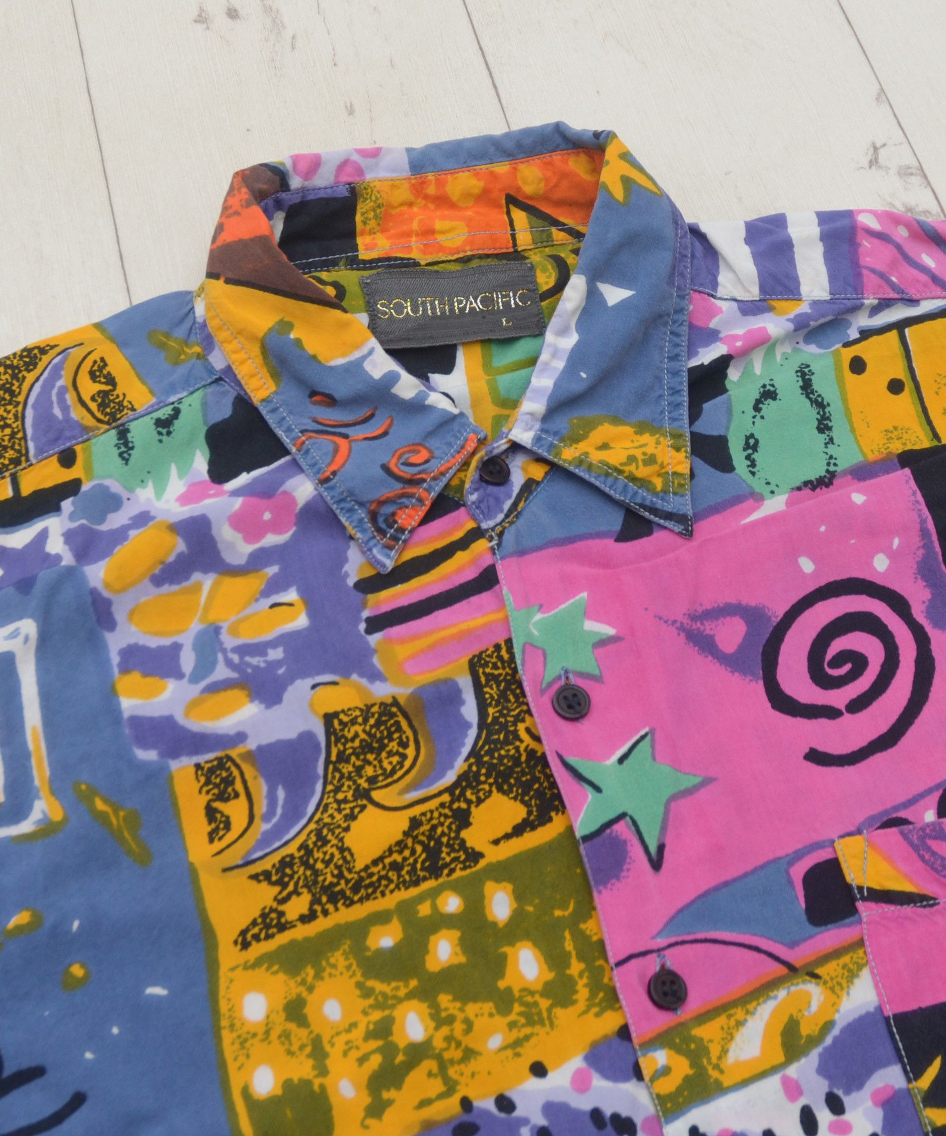 Vintage Vintage South Pacific Loop Collar Hawaiian Crazy Shirt Y2K Size US L / EU 52-54 / 3 - 6 Thumbnail