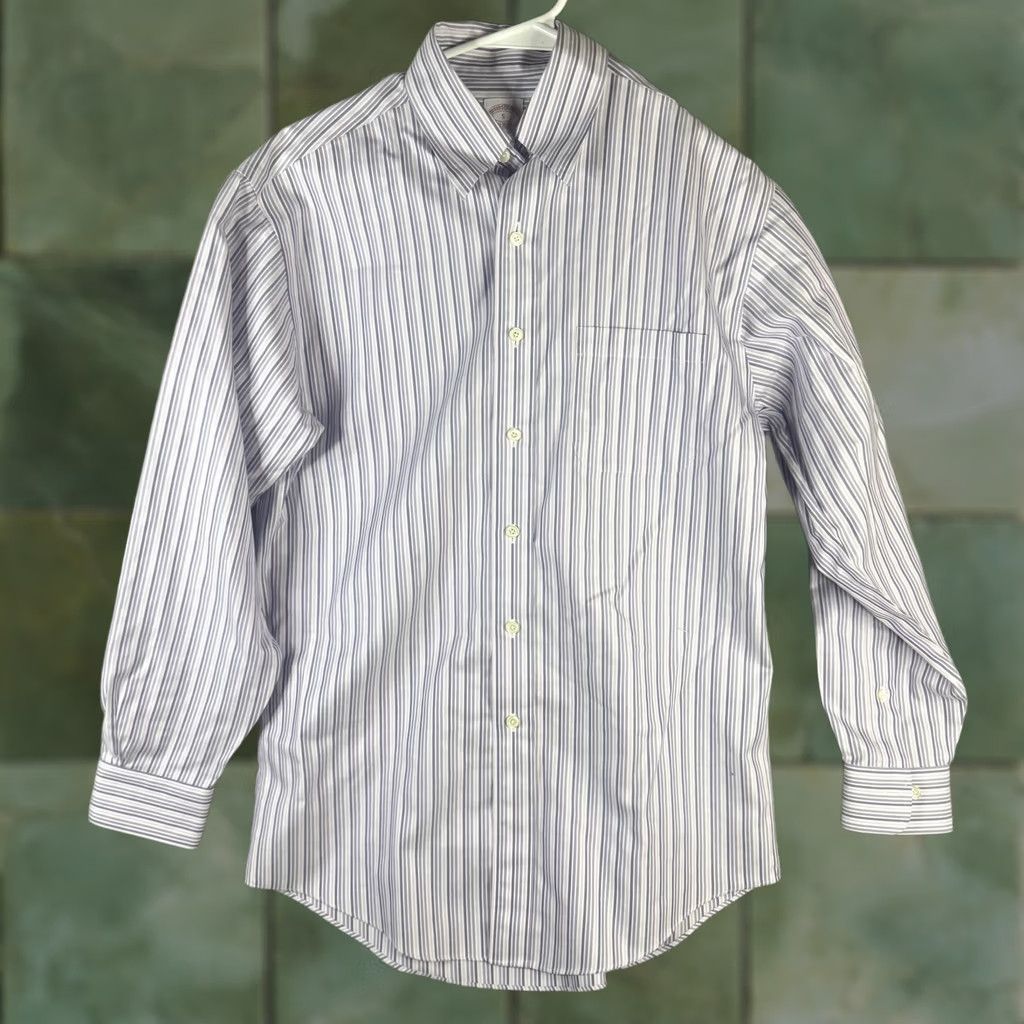 Brooks Brothers Brooks Brothers Shirt Mens Small Blue Stripe Non Iron Supima Cotton Button Down Dress Shirt Man S Blue Striped Non-Iron 100% Cotton Size US S / EU 44-46 / 1 - 1 Thumbnail