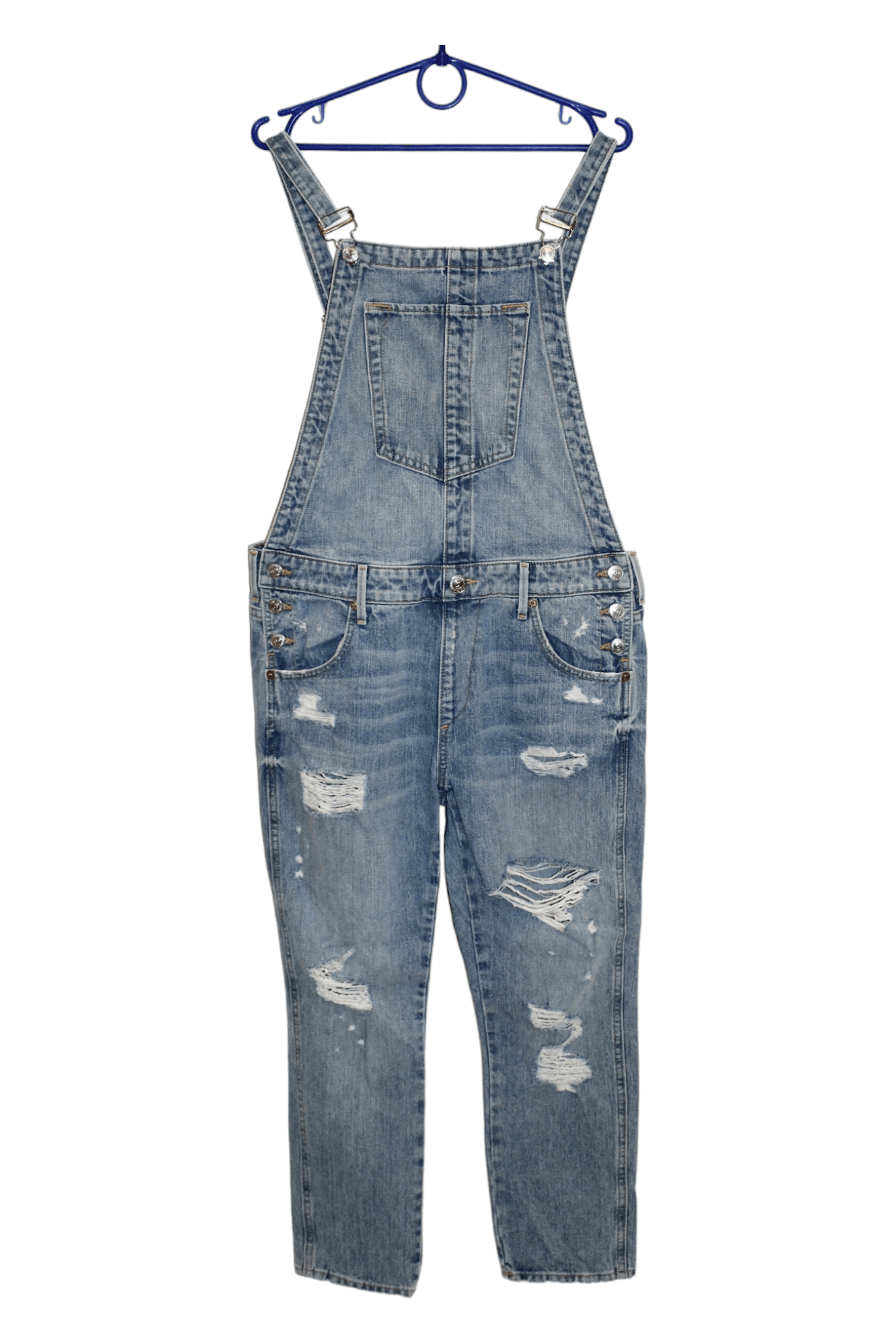 True Religion True Religion Distressed Faded Blue Denim Tapered Overall Size US 30 / EU 46 - 18 Thumbnail