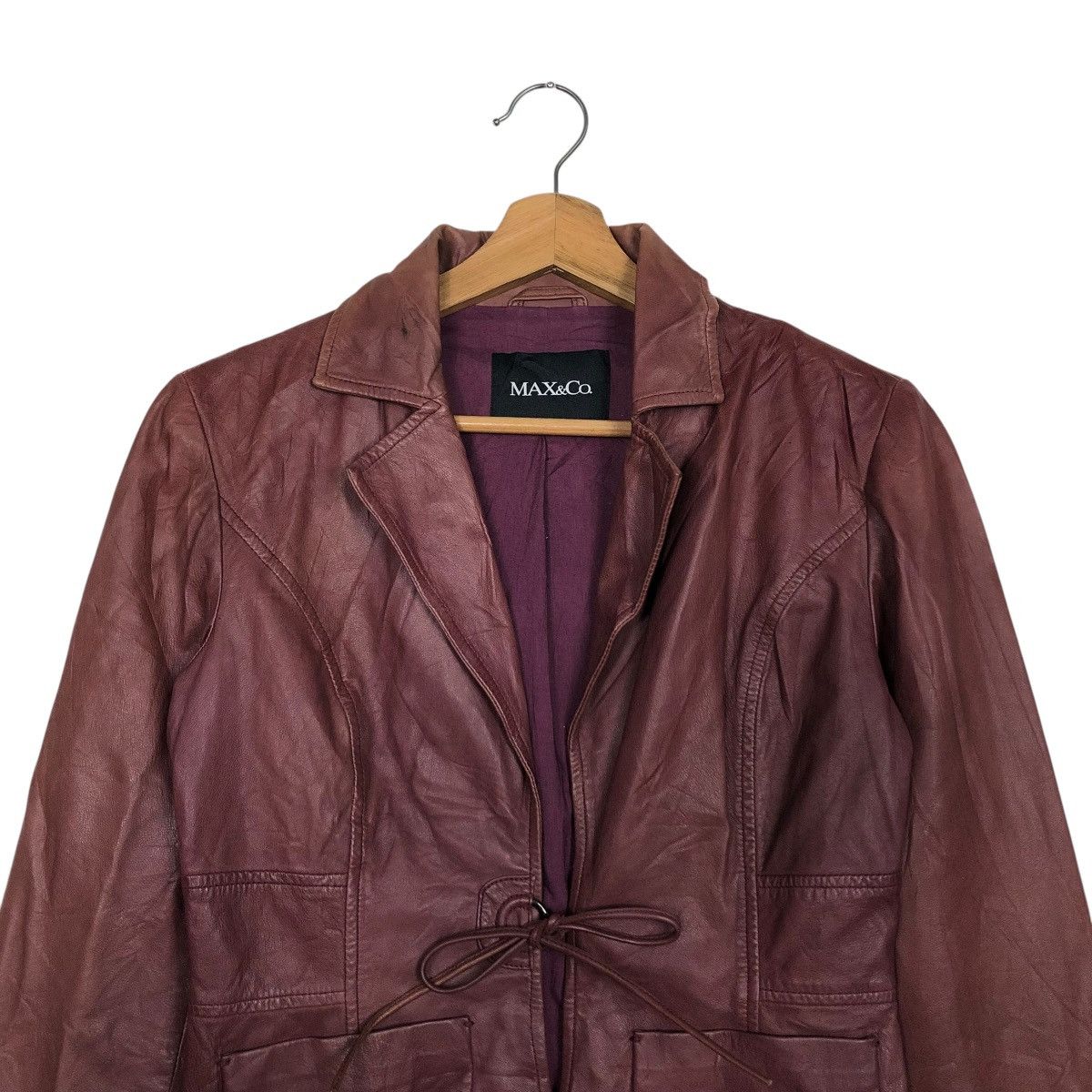 Japanese Brand 🔥VINTAGE CROPPED BIKER LEATHER JACKET MAX & CO Size S / US 4 / IT 40 - 5 Thumbnail