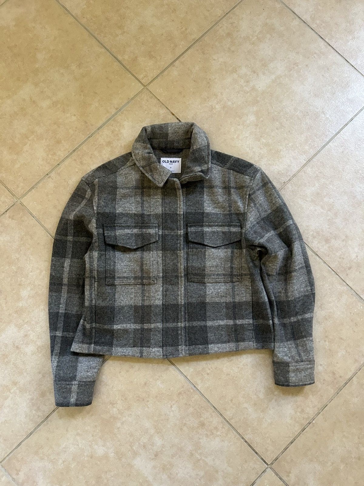 Old Navy Grey Women’s Flannel Jacket Size S / US 4 / IT 40 - 1 Thumbnail