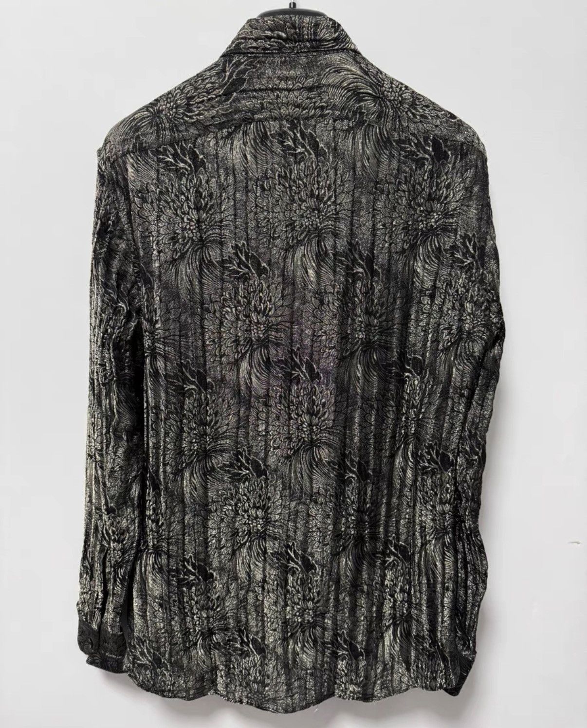 Saint Laurent Paris Saint Laurent 18FW Black/Gold Silk Embroidered Floral Shirt Size US L / EU 52-54 / 3 - 2 Thumbnail