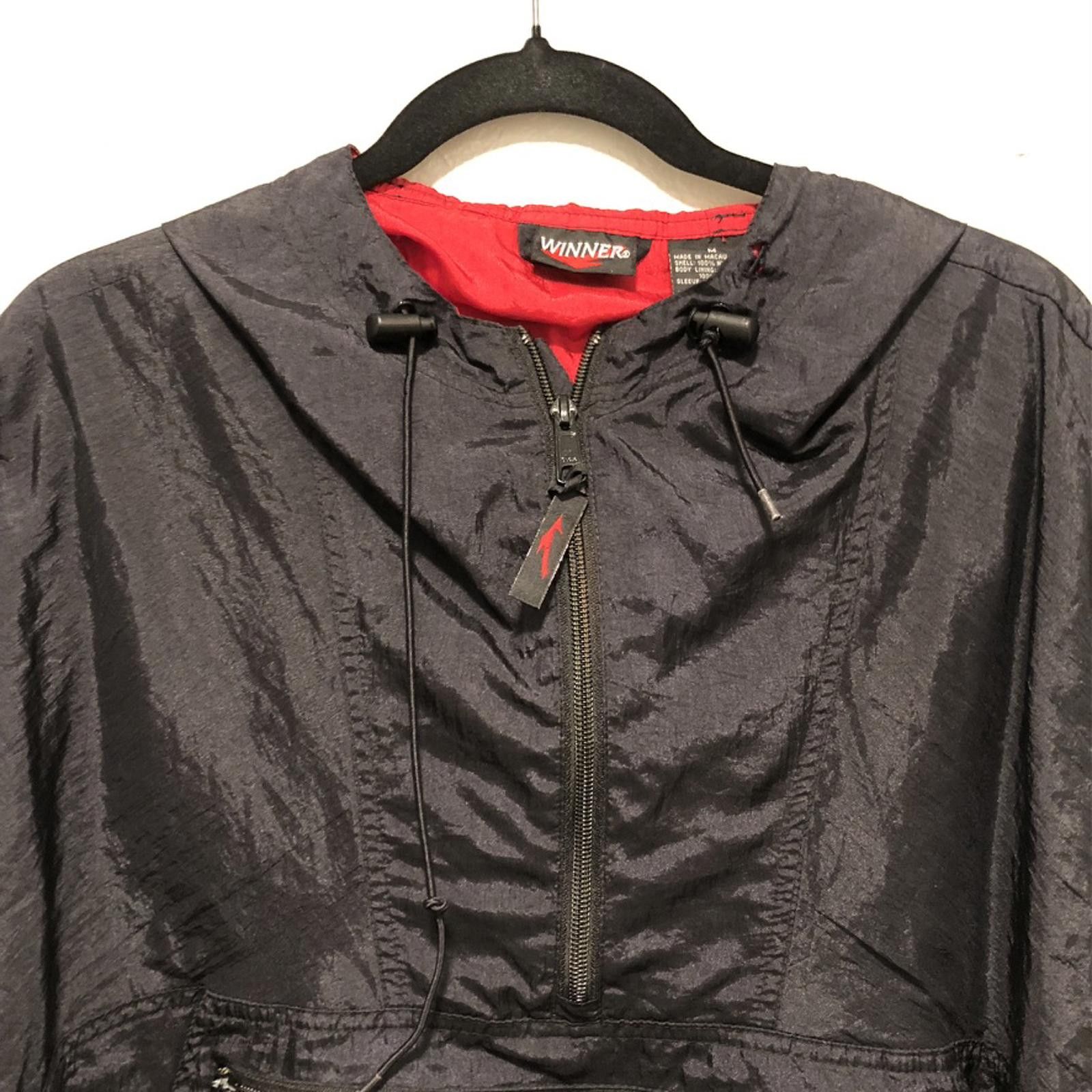 Winners Circle Men's Black Windbreaker Jacket with Red Lining Medium Size US M / EU 48-50 / 2 - 1 Thumbnail