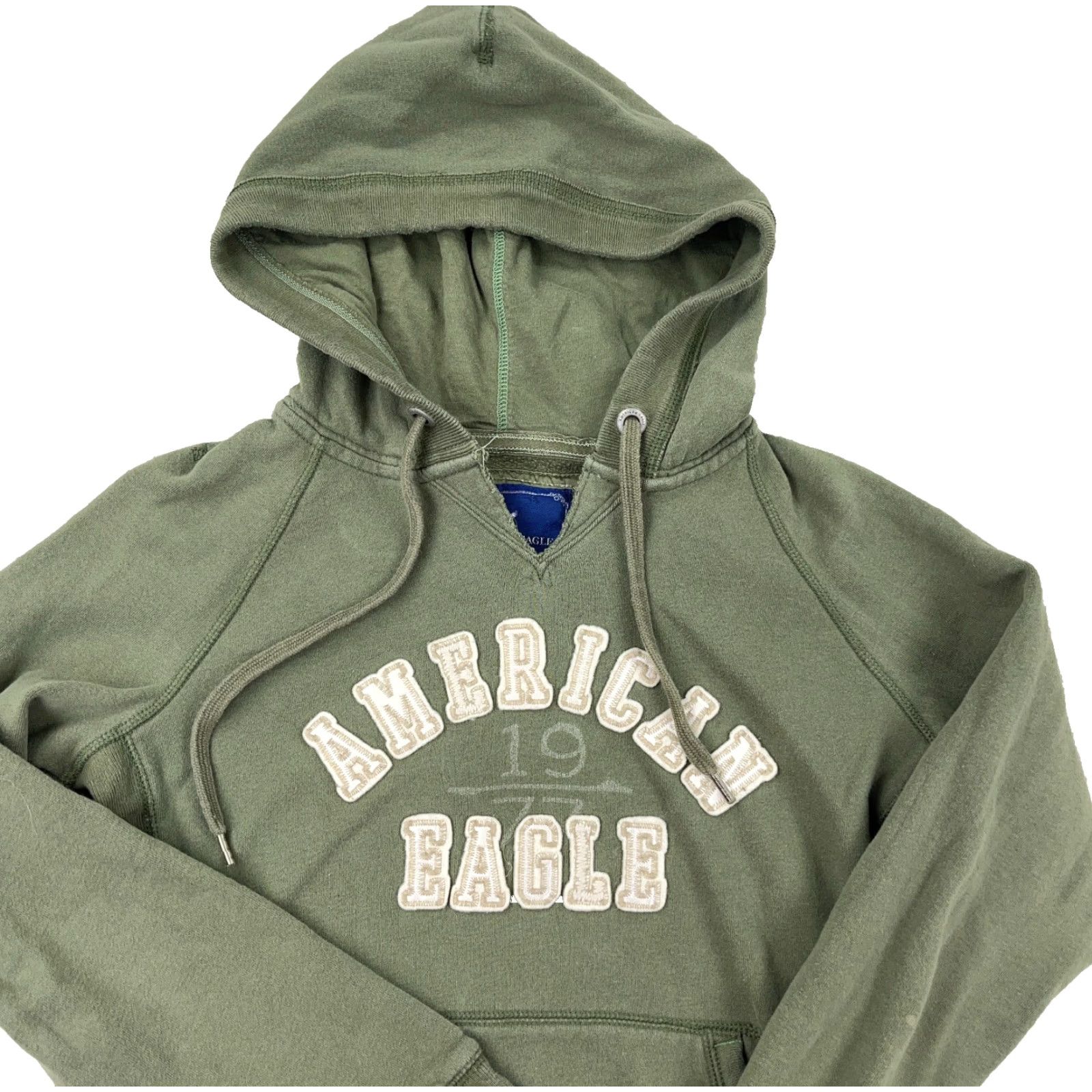 American Eagle Outfitters VINTAGE American Eagle Hoodie Women Medium Green Pullover Spellout Sweatshirt AE77 Size M / US 6-8 / IT 42-44 - 2 Thumbnail