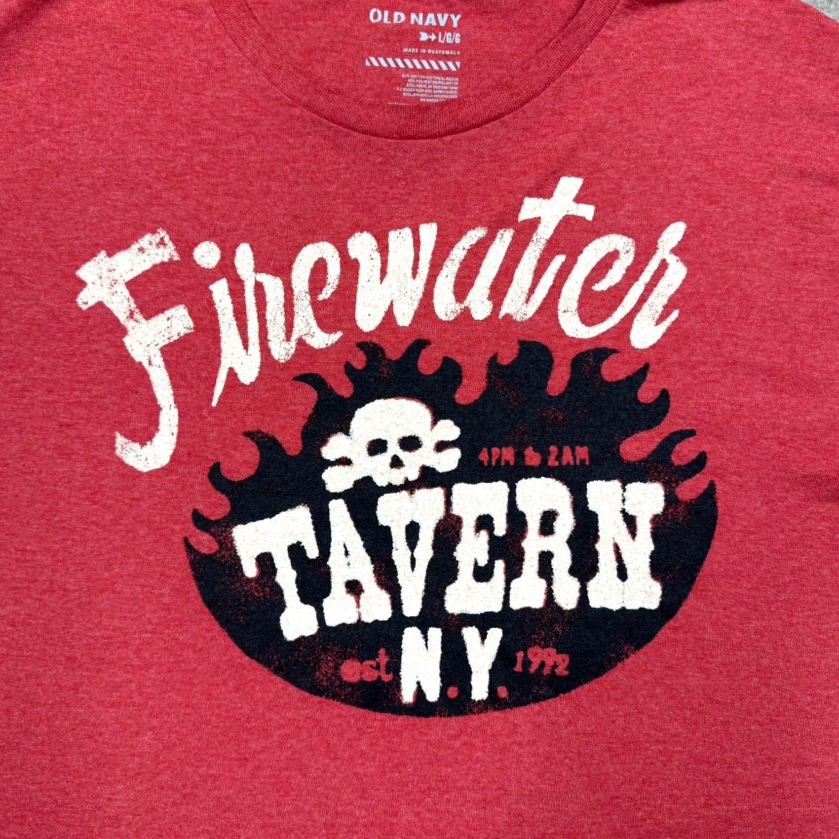 Old Navy Old Navy Shirt Mens L Red Short Sleeve Stretch Firewater Tavern NY Logo T-Shirt Size US L / EU 52-54 / 3 - 3 Thumbnail