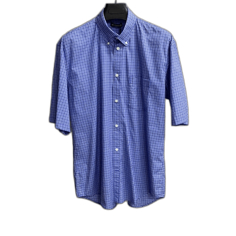 Balenciaga Balenciaga Blue Check Logo Short Sleeve Shirt Size US M / EU 48-50 / 2 - 1 Thumbnail