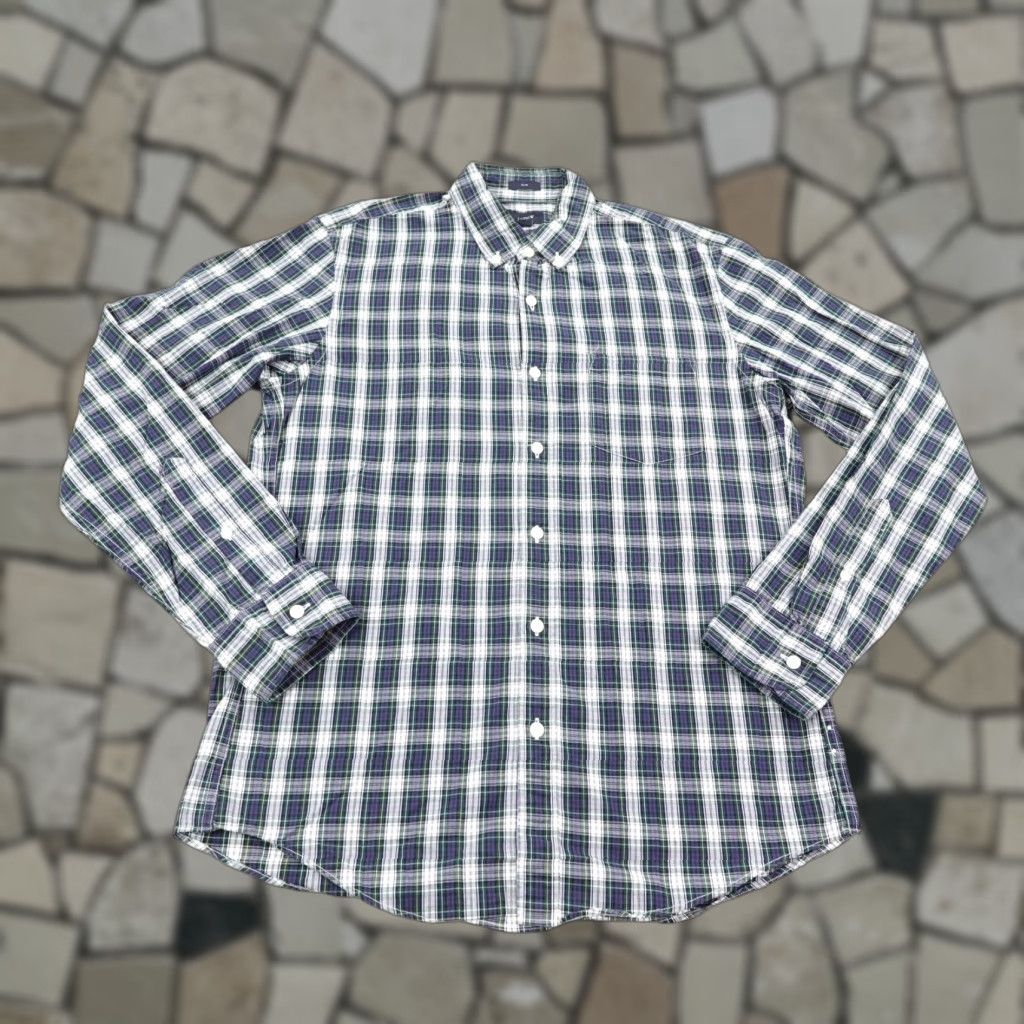 J.Crew J.CREW Shirt Mens Medium Blue Green Gray Plaid Twill Slim Fit Long Sleeve Button-Down Casual Workwear Size US M / EU 48-50 / 2 - 1 Thumbnail
