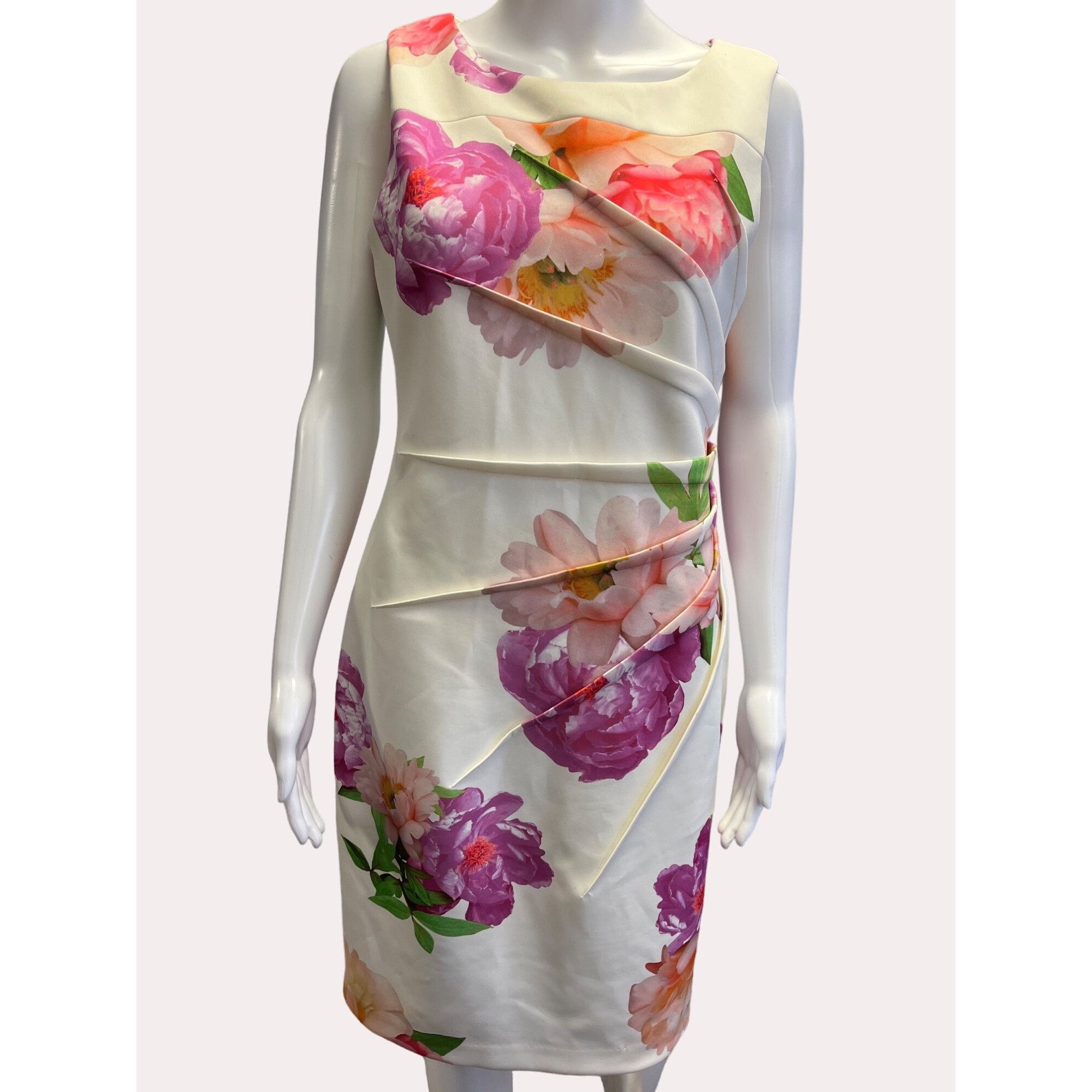 Calvin Klein Calvin Klein Women's White Floral Sheath Dress Size 8 SKU 60 Size M / US 6-8 / IT 42-44 - 1 Thumbnail