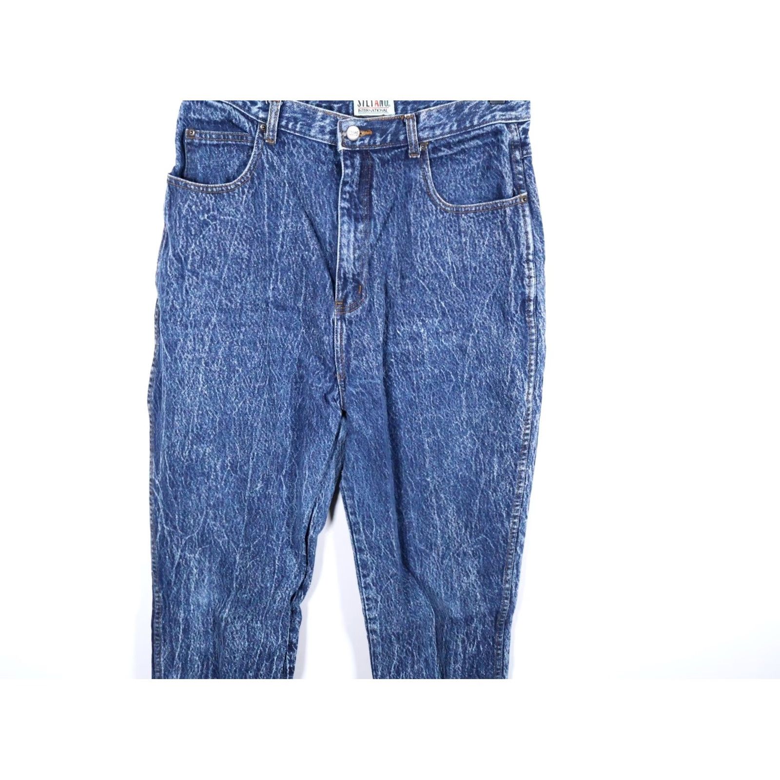 Vintage VINTAGE Stefano Women's 90s High Waisted Mom Jeans 16 Blue Acid Wash 30x29 Denim Jeans Women Size 38" / US 16 / IT 52 - 4 Thumbnail