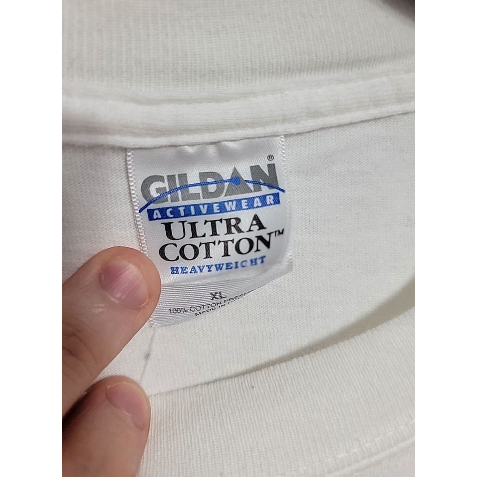 Gildan VINTAGE The Art Of America USA FLAG Shirt XL Mens White Cotton Heavyweight Gildan Ultra Cotton T-Shirt Size US XL / EU 56 / 4 - 2 Thumbnail