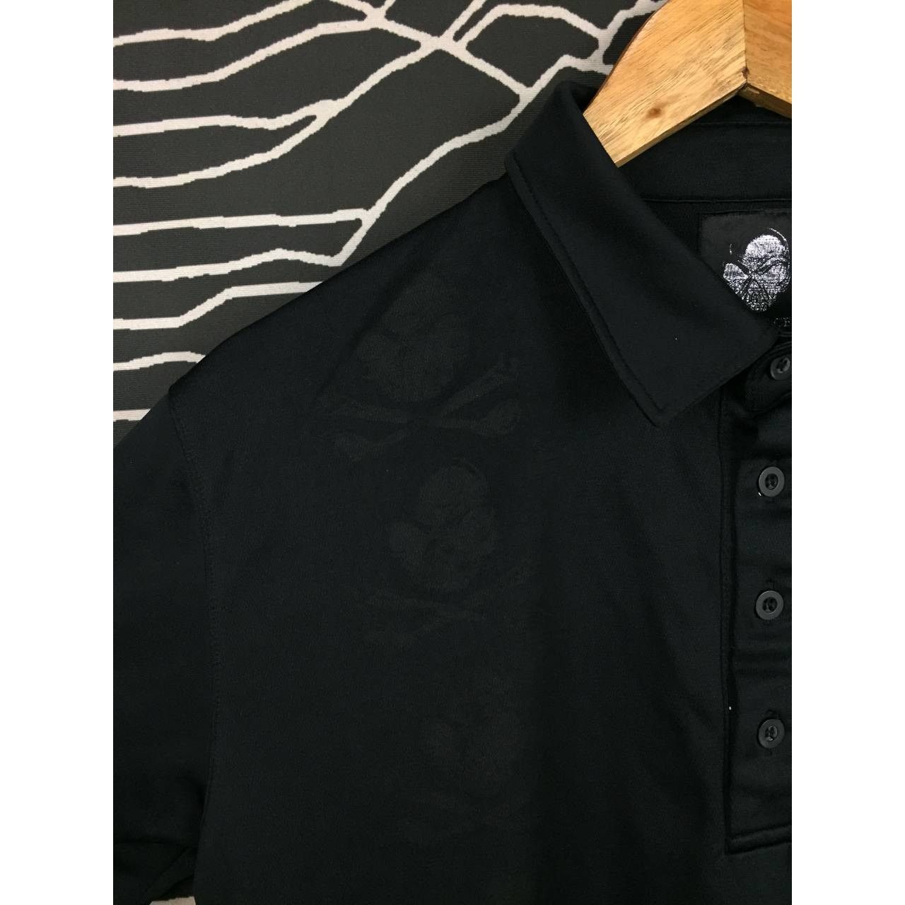 Vintage Real Face Mono Skulls Graphic Streetwear Polo Tee Size US M / EU 48-50 / 2 - 4 Thumbnail