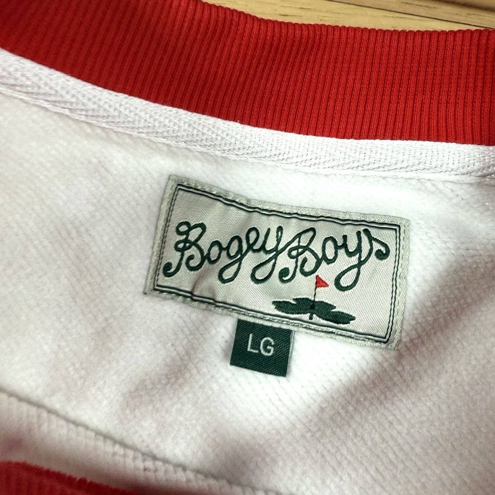 Vintage VINTAGE NWOT Bogey Boys Macklemore Crewneck Sweater Mens Large Red White Pinstripe Size US L / EU 52-54 / 3 - 3 Thumbnail