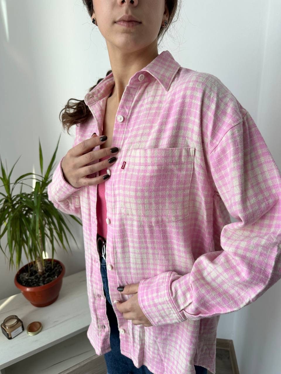 Levi's × Vintage Vintage Levi’s Over-shirt Women’s Pink Shirt Size M / US 6-8 / IT 42-44 - 3 Thumbnail