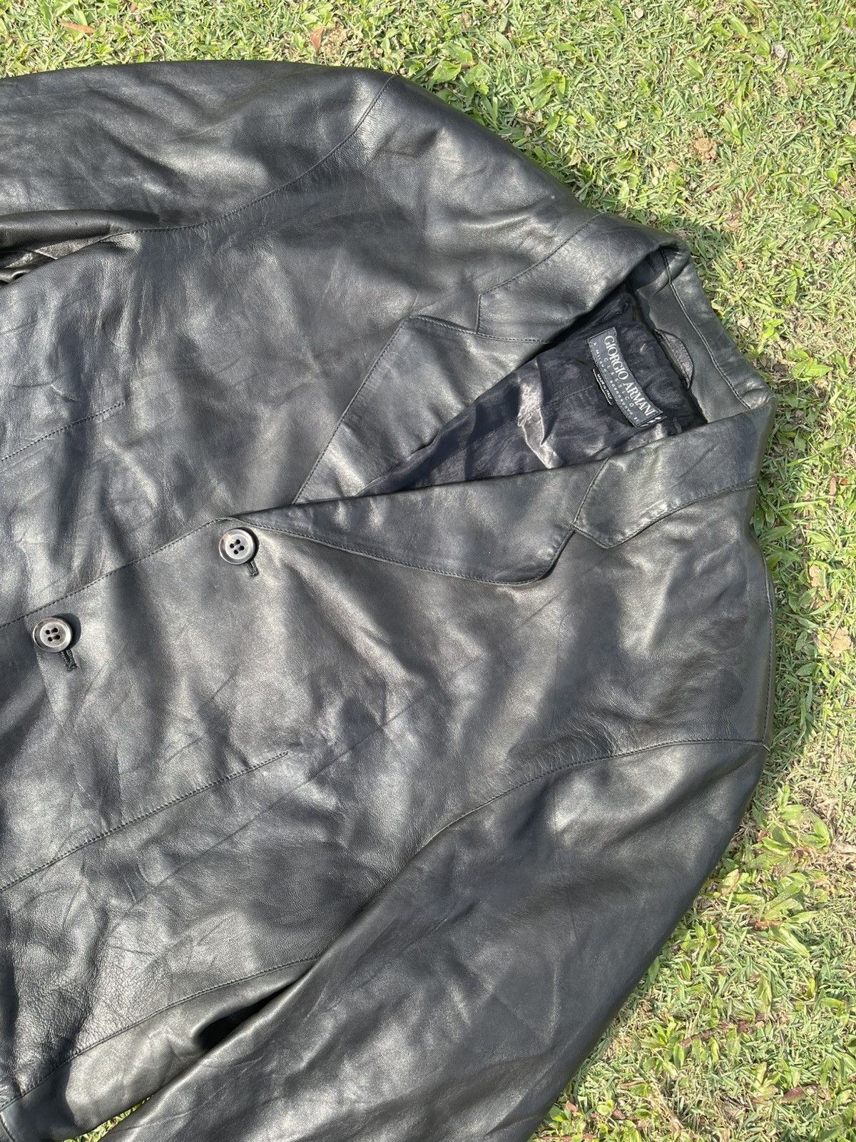 Giorgio Armani Vintage Giorgio Armani Leather Jacket Size US L / EU 52-54 / 3 - 4 Thumbnail