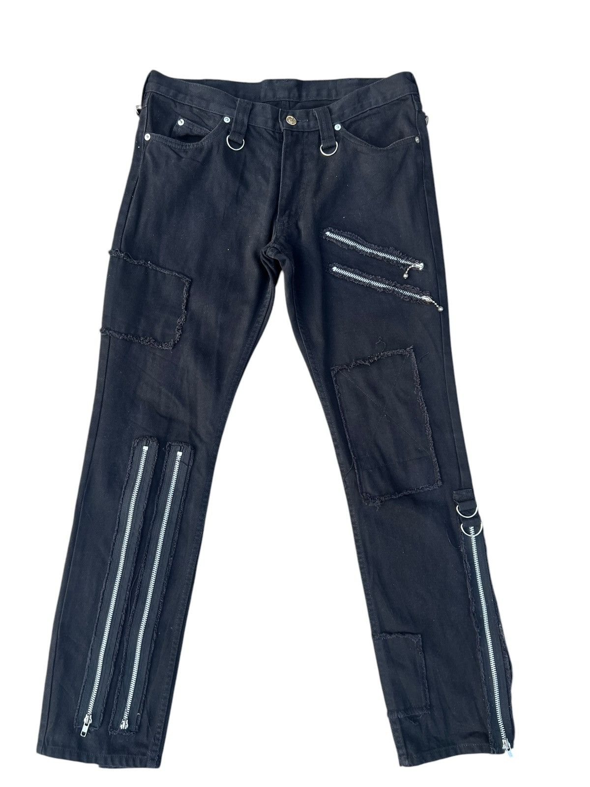 Japanese Brand Vintage King Mob Japan Black Denim Bondage Trouser Jeans Size US 32 / EU 48 - 3 Thumbnail