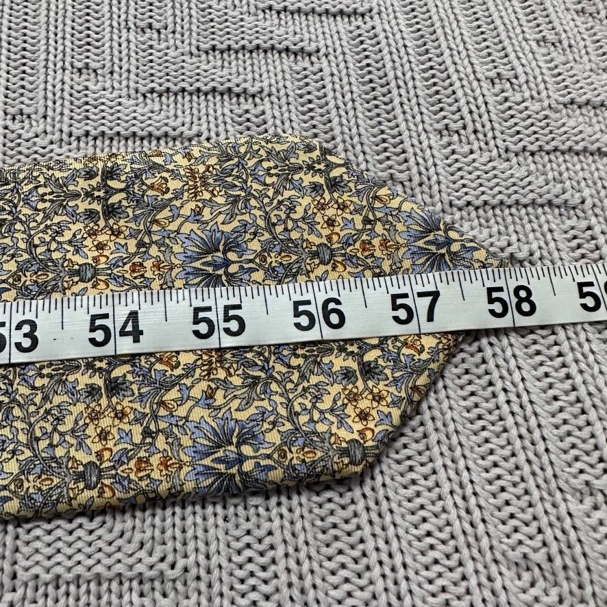 Vintage Vintage MET blue and yellow floral silk tie Size ONE SIZE - 4 Thumbnail