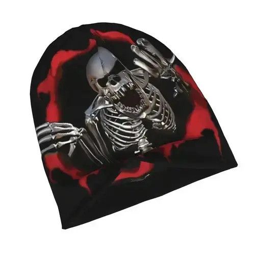 Other Skeleton Skull Terror Spring Beanie Cap Size ONE SIZE - 2 Thumbnail