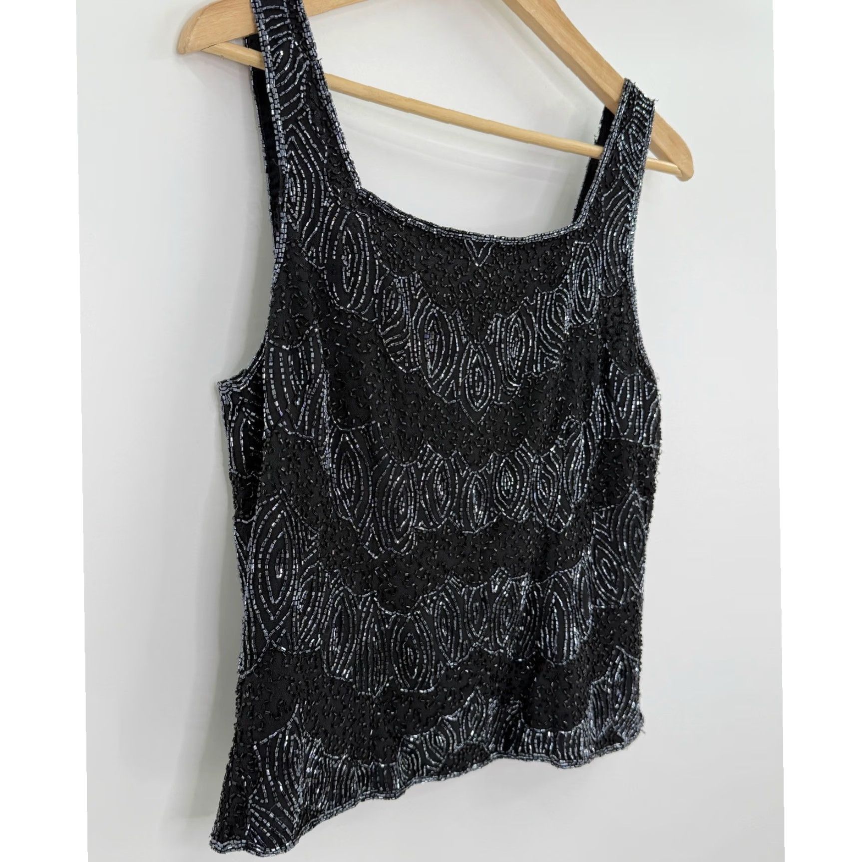 Vintage DRESSBARN COLLECTION Black Beaded Tank Top Sleeveless Evening Party Medium Size M / US 6-8 / IT 42-44 - 5 Thumbnail
