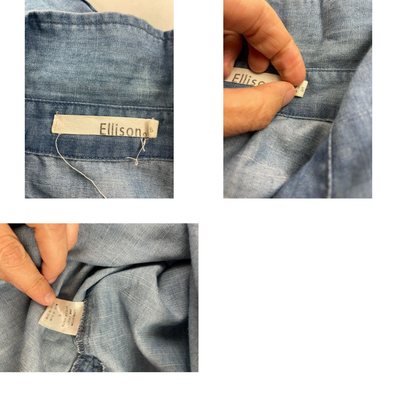 Vintage Ellison Dress Women's Size Small Blue Chambray Knee Length Tie Belt Roll Tab Dress Size S / US 4 / IT 40 - 8 Thumbnail