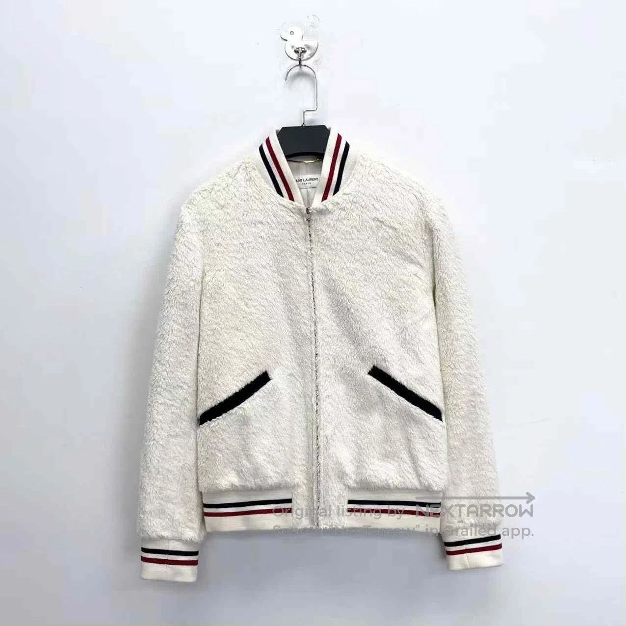 Saint Laurent Paris Saint Laurent White Teddy Baseball Jacket. Size US M / EU 48-50 / 2 - 1 Thumbnail