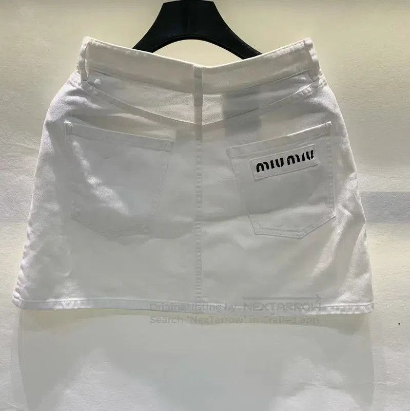 Miu Miu Miu Miu White Cotton Skirt for Women . Size 27" / US 4 / IT 40 - 2 Thumbnail