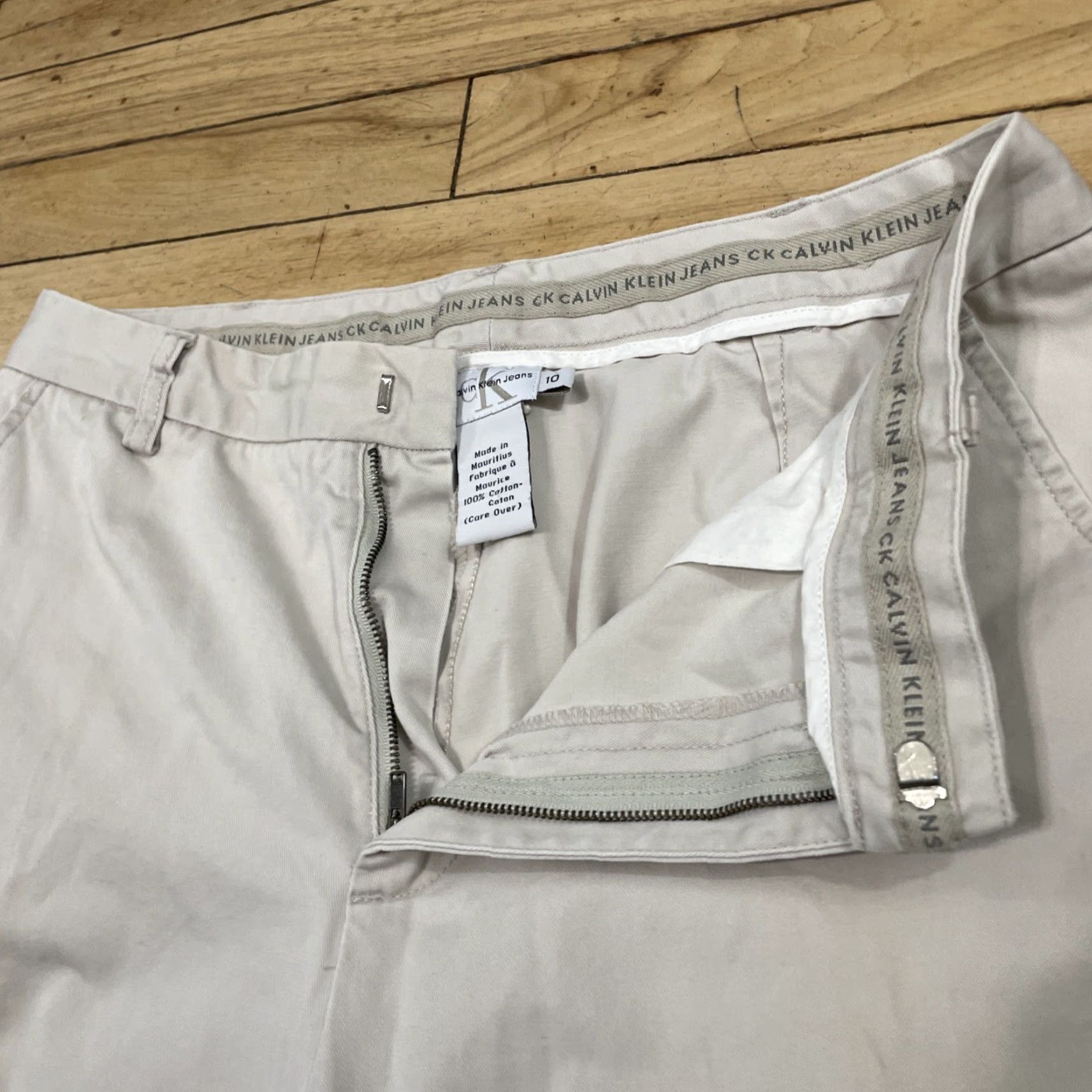 Calvin Klein VINTAGE Calvin Klein Jeans Pants Womens 10 Cream Khaki Flat Straight VTG Y2K Mauritius W30xL30 Size 32" / US 10 / IT 46 - 5 Thumbnail