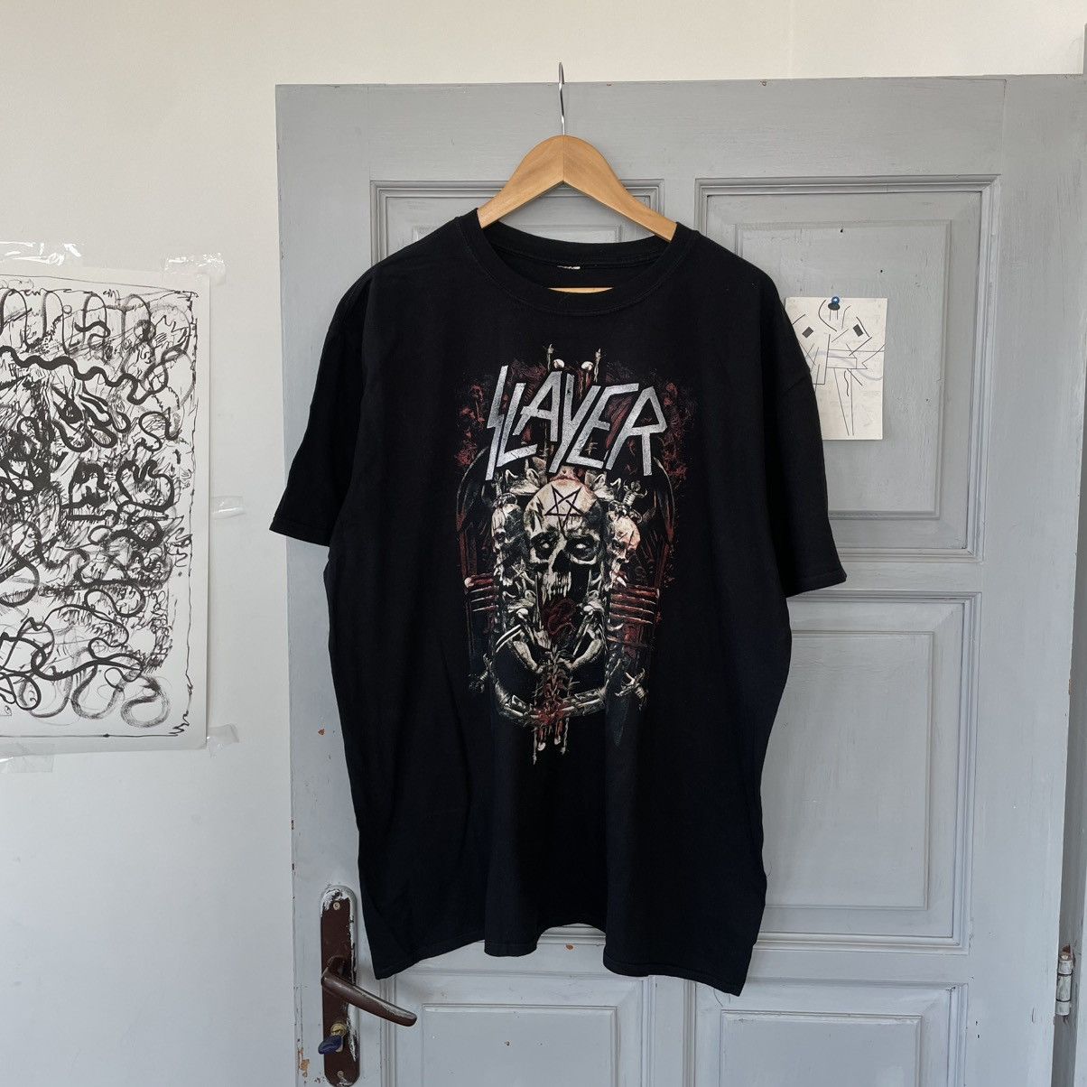 Slayer Vintage Slayer World tour 2018 Black Shirt Size US XL / EU 56 / 4 - 2 Thumbnail