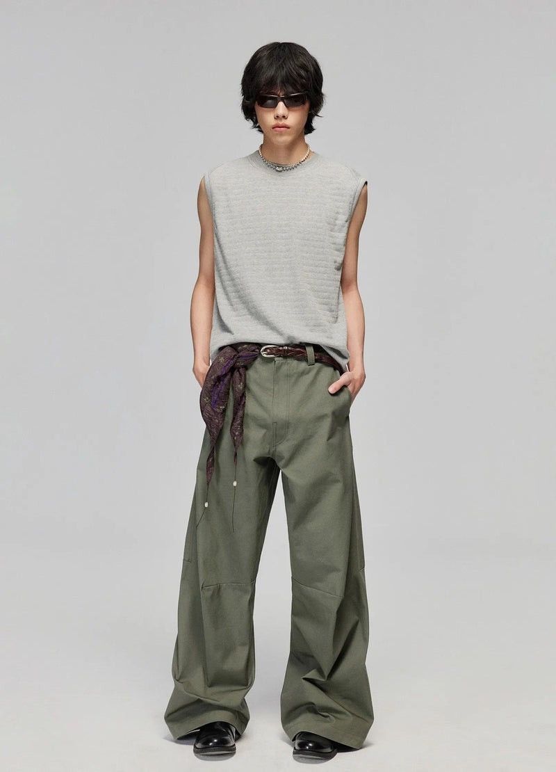 SIMPLE PROJECT Olive Darted Knee Cotton Trousers Size US 34 / EU 50 - 8 Thumbnail