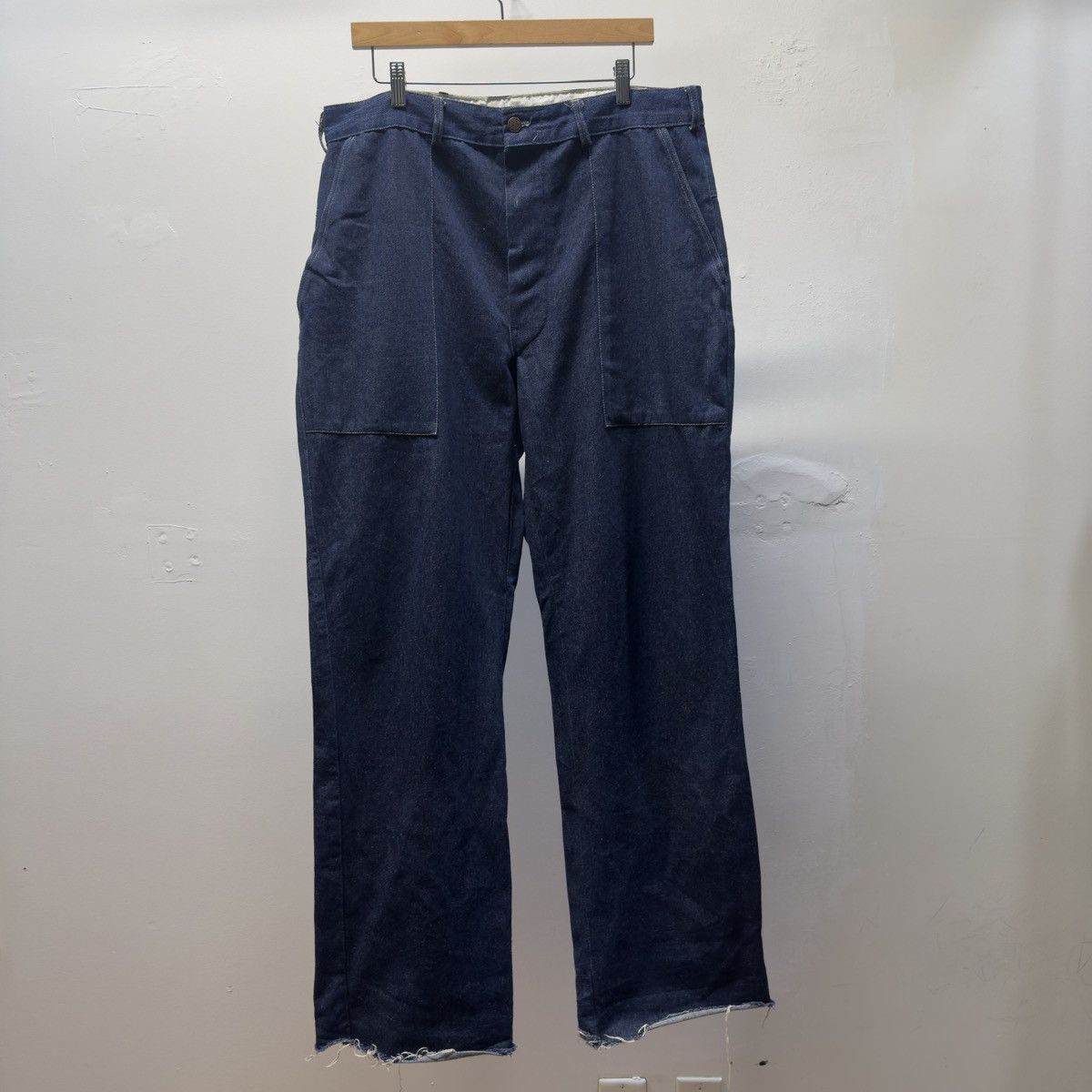 Vintage 80s Dark Wash Baggy Wide Leg Denim Jeans ERD Grunge Chrome Size US 37 - 3 Thumbnail