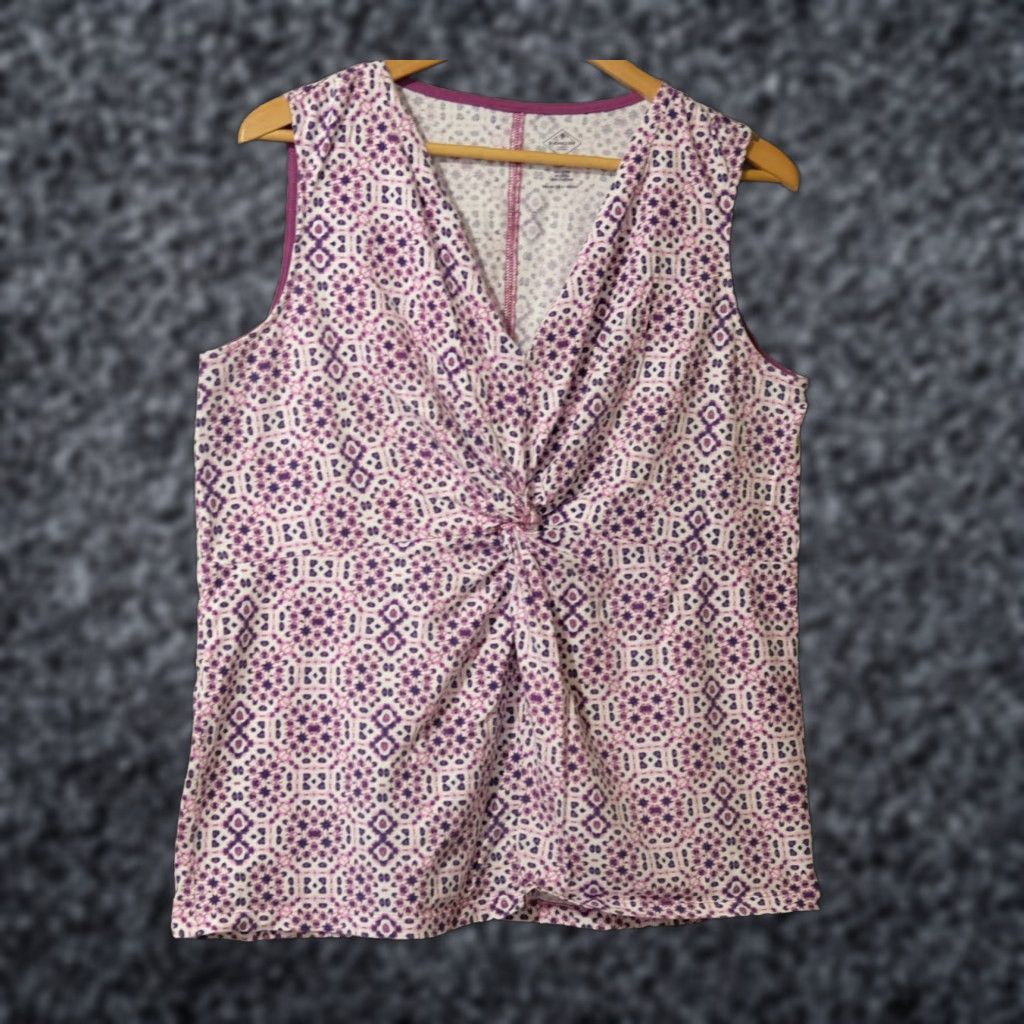 Vintage St. John's Bay Twist Knot Front Tank Top Sleeveless Purple/White Womens XL Size XL / US 12-14 / IT 48-50 - 1 Thumbnail
