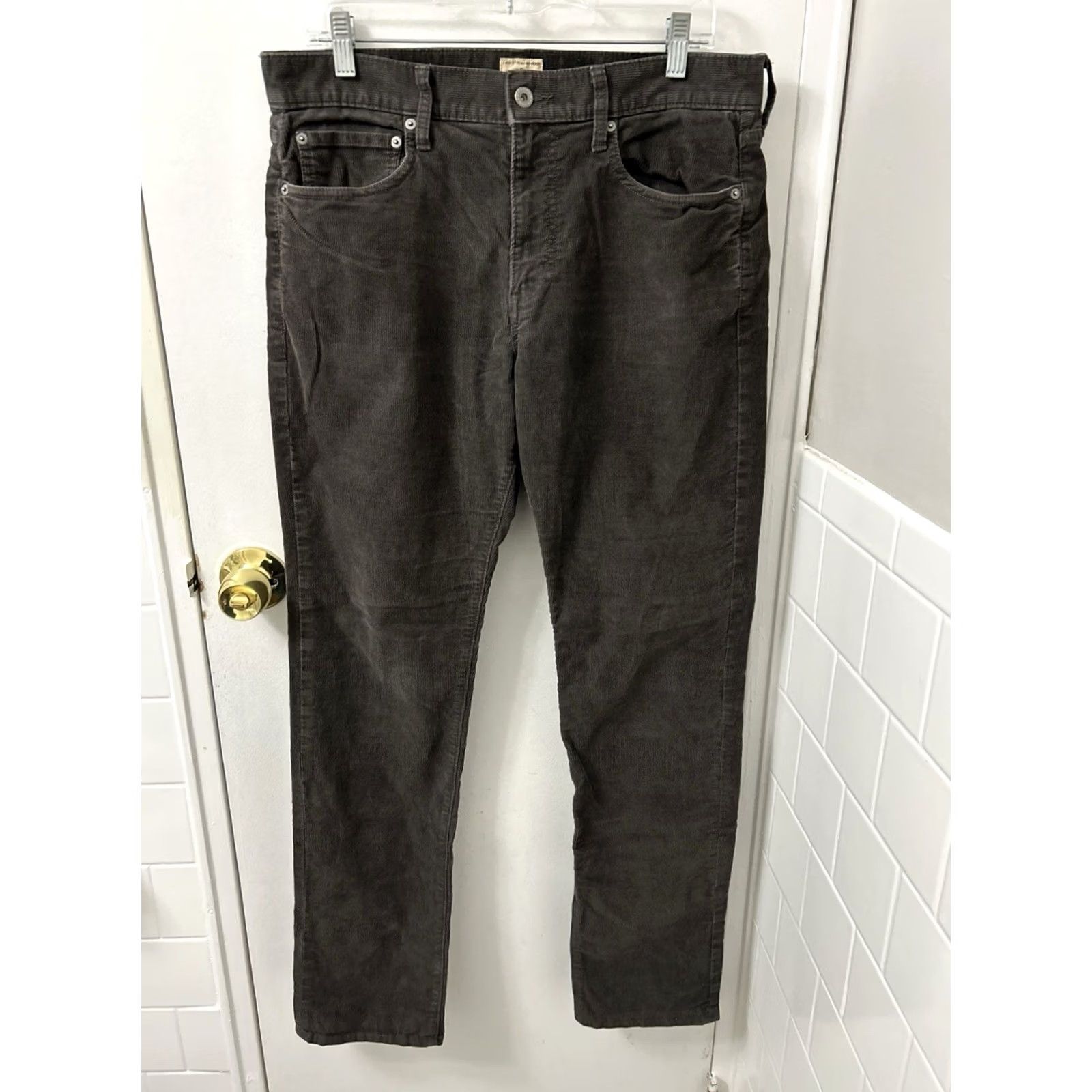 Vintage J Crew 770 Corduroy Pants Mens 33x32 Gray Slim Fit Casual Workwear Trousers Size US 33 - 2 Thumbnail