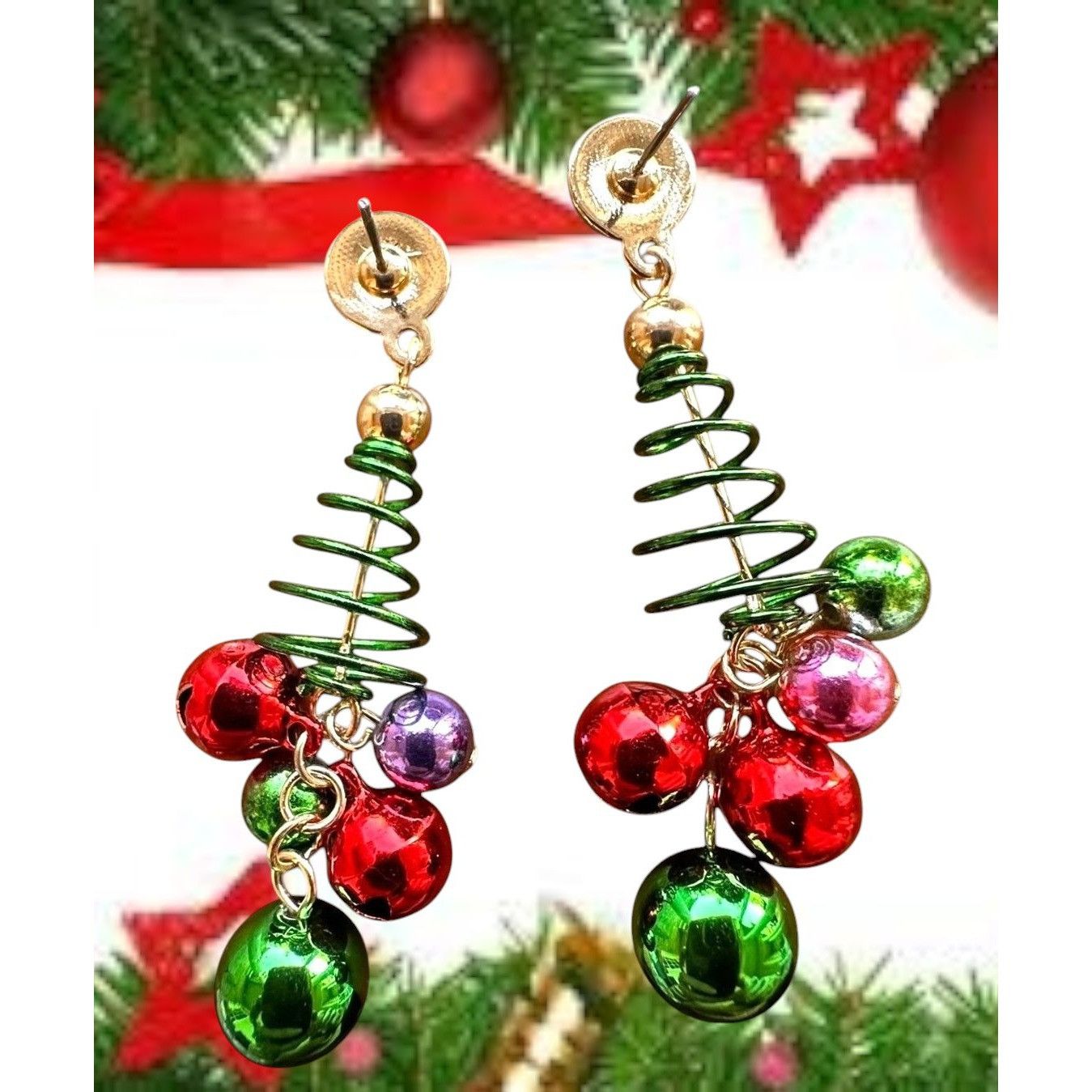 Handmade Christmas Tree Earrings New Handmade Jingle Bells Dangle Pos Size ONE SIZE - 12 Thumbnail