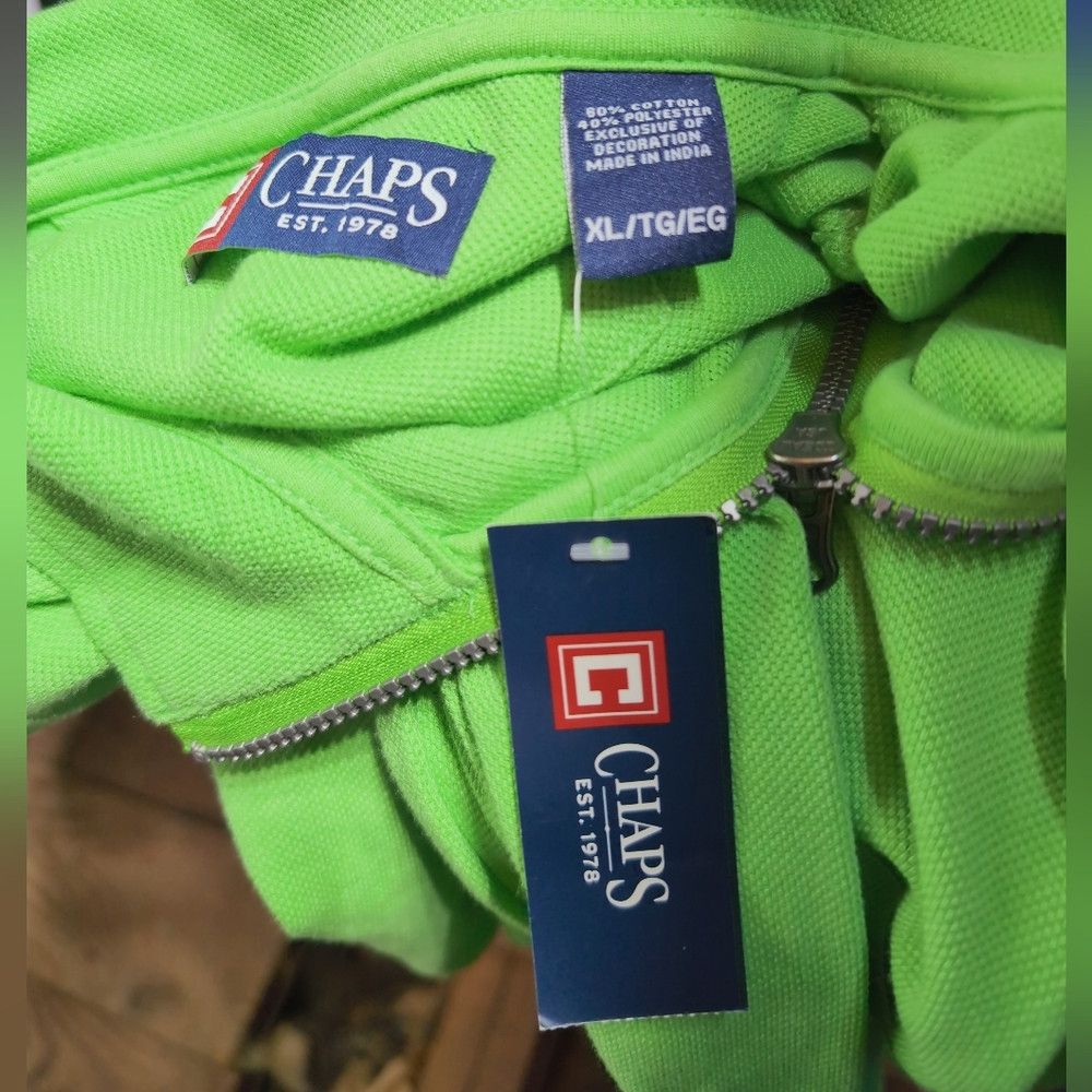 Chaps Ralph Lauren Green XL Long Sleeve Polo Shirt Quarter Zip NWT Size US XL / EU 56 / 4 - 6 Thumbnail
