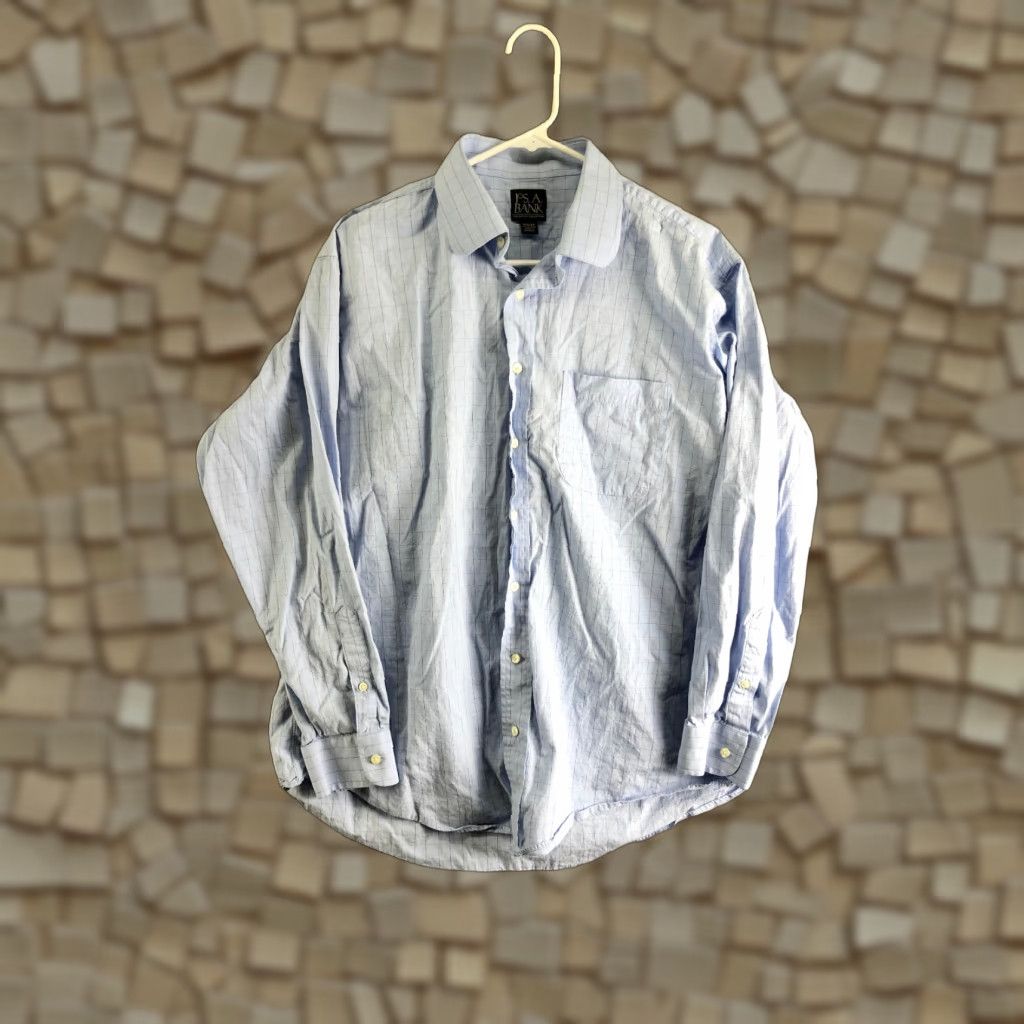 Jos. A. Bank Jos. A. Bank Shirt 16.5 34 Mens Blue Long Sleeve Button-Up Spread Collar Shirt Size US XL / EU 56 / 4 - 1 Thumbnail