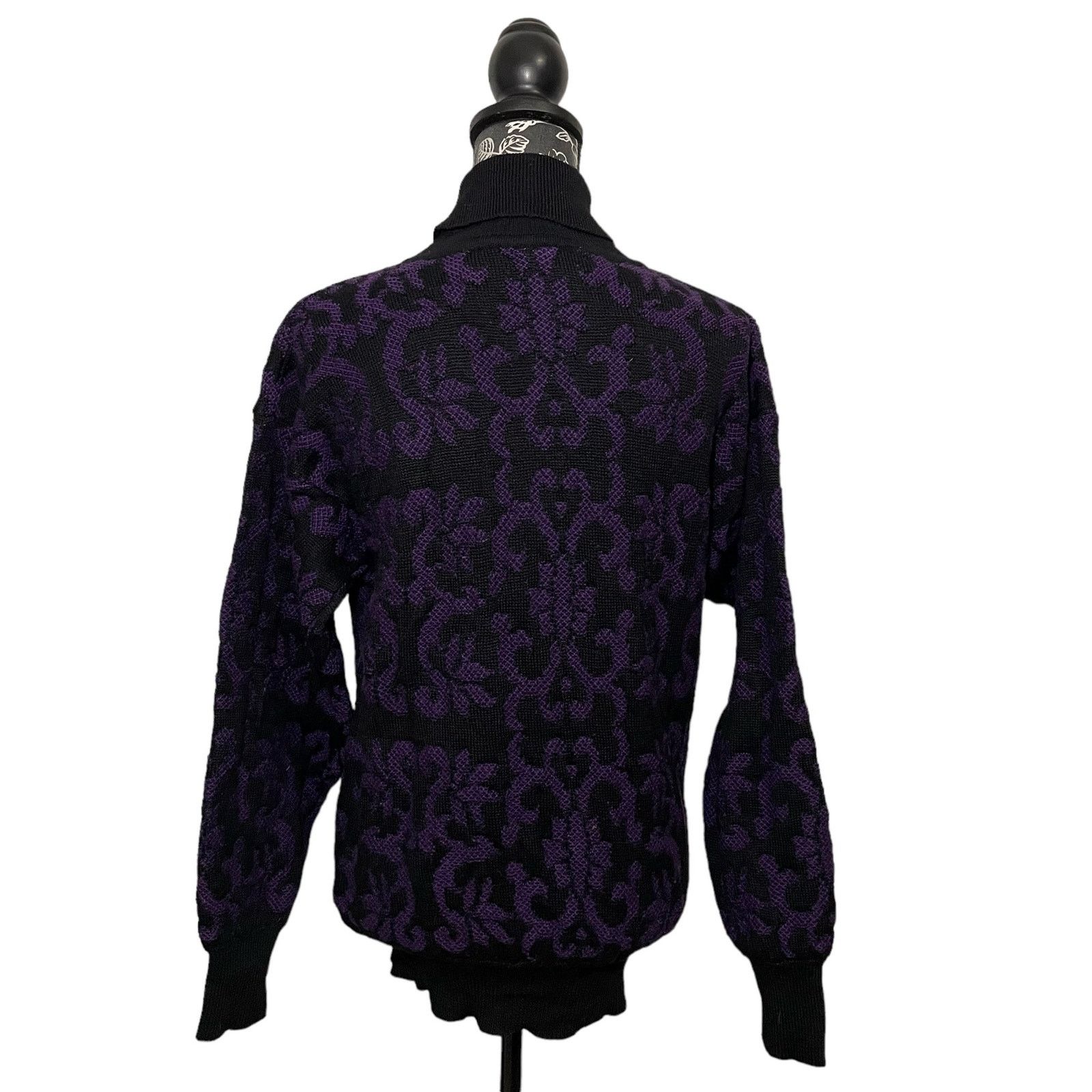Other Meister Turtleneck Ski Sweater Damask Purple Black - Large Size L / US 10 / IT 46 - 5 Thumbnail