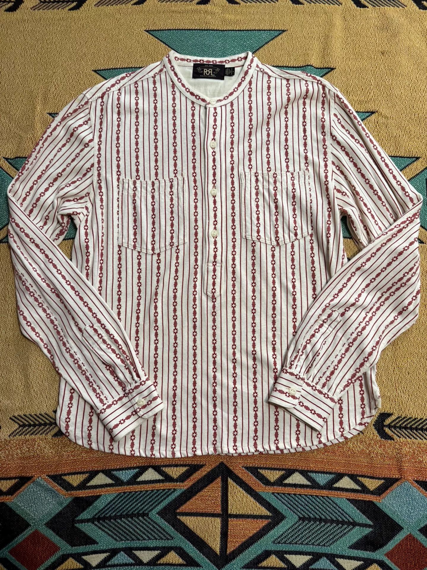RRL Ralph Lauren RRL Southwest Style Henley Cotton-Linen Pullover Size US M / EU 48-50 / 2 - 1 Thumbnail