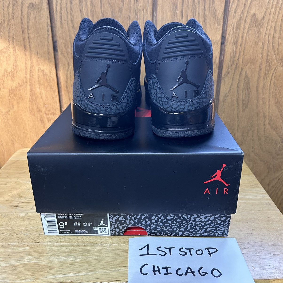 Designer × Jordan Brand × Nike Air Jordan 3 Retro Black Cat 2025 Size 9.5 NEW Authentic Size US 9.5 / EU 42-43 - 3 Thumbnail