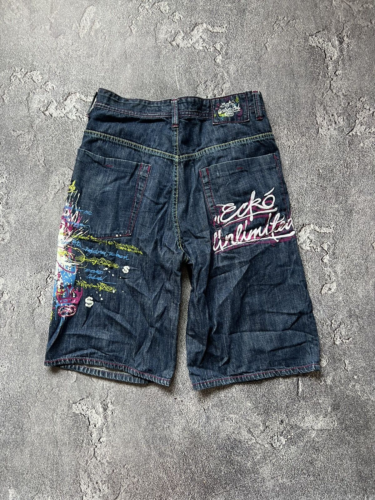 Ecko Unltd. Vintage y2k ecko echo denim jeans jorts shorts paint Size US 32 / EU 48 - 2 Thumbnail