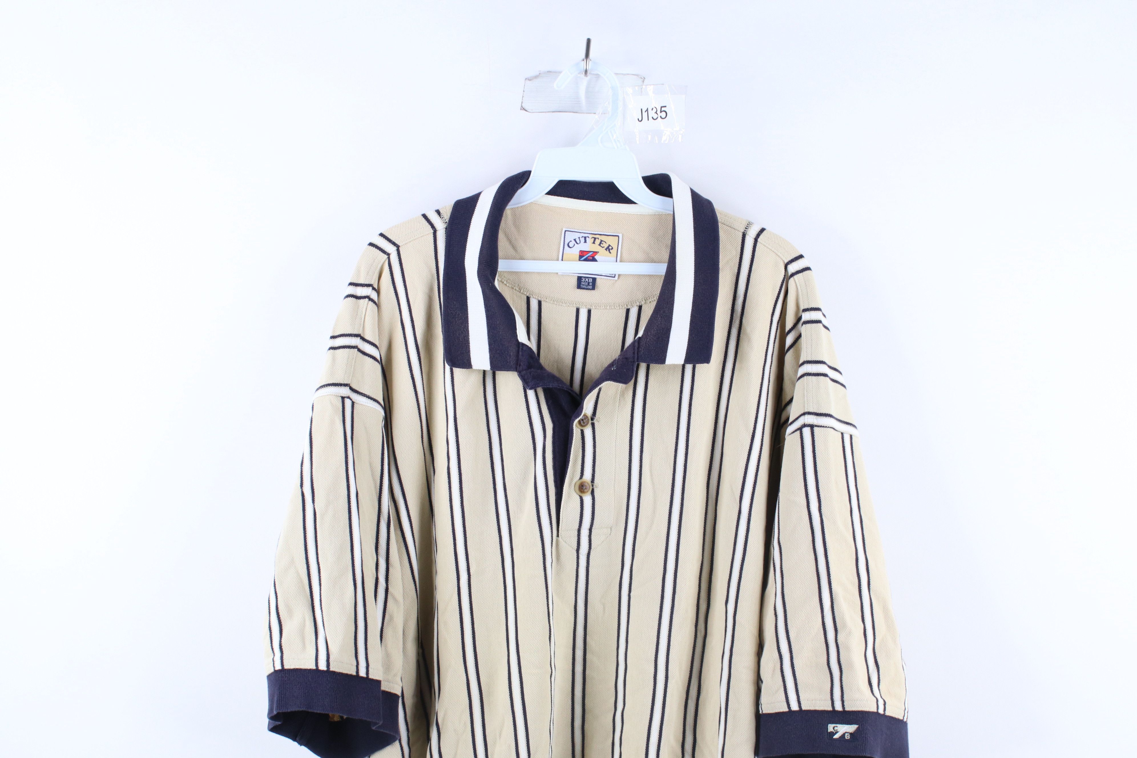Vintage Vintage 90s Streetwear Collared Golf Polo Shirt Beige Size US XXL / EU 58 / 5 - 2 Thumbnail